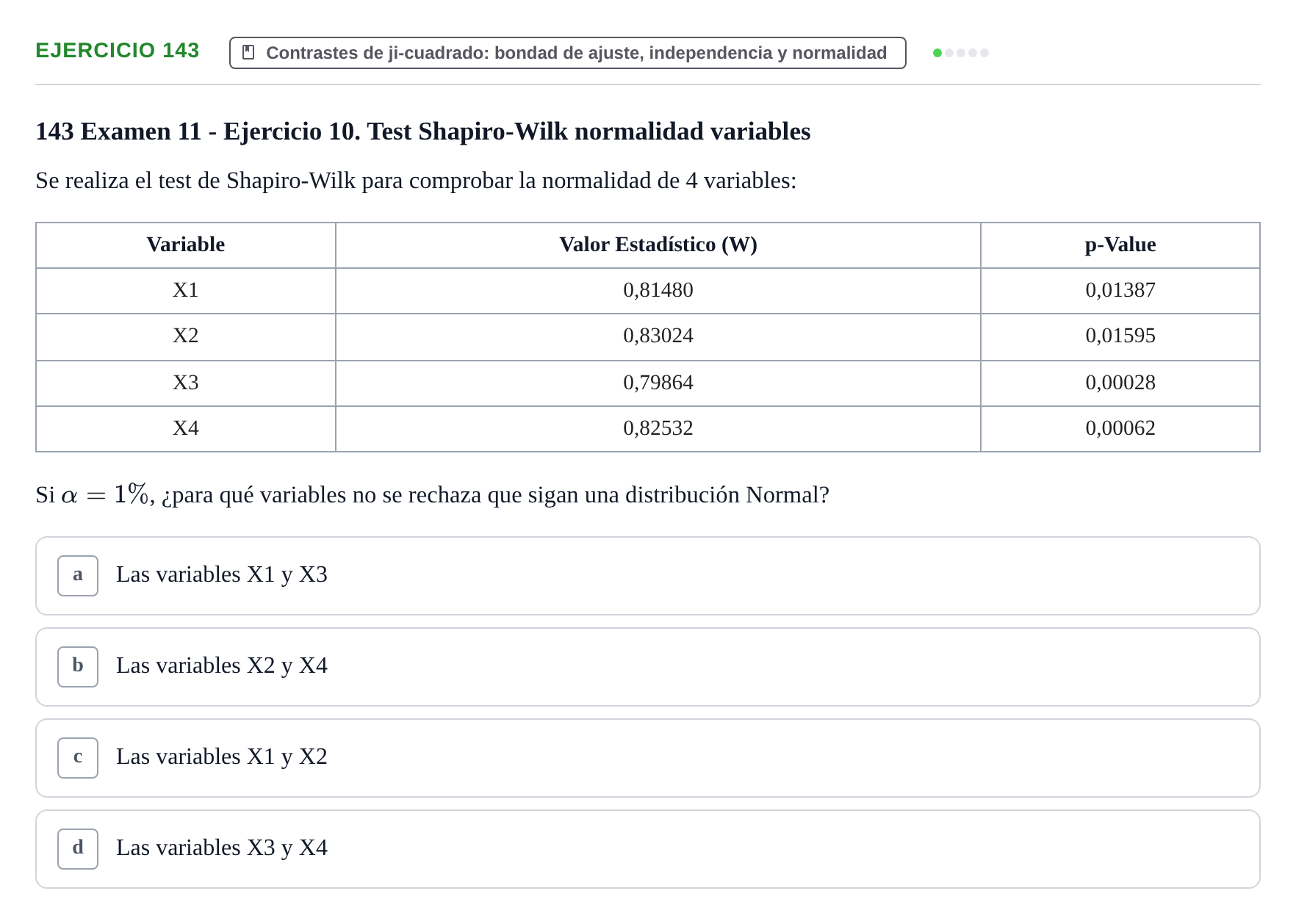 Enunciado: Problema 143 · Estadística II UB Colección de exámenes resueltos de Estadística II (Parte 1)