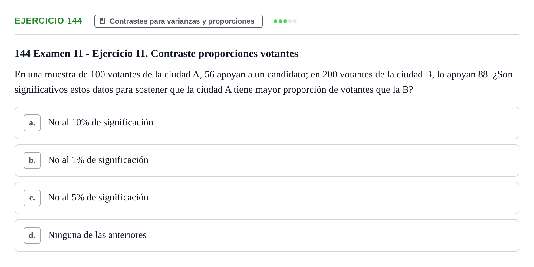 Enunciado: Problema 144 · Estadística II UB Colección de exámenes resueltos de Estadística II (Parte 1)
