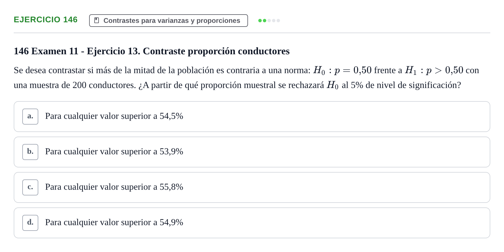 Enunciado: Problema 146 · Estadística II UB Colección de exámenes resueltos de Estadística II (Parte 1)