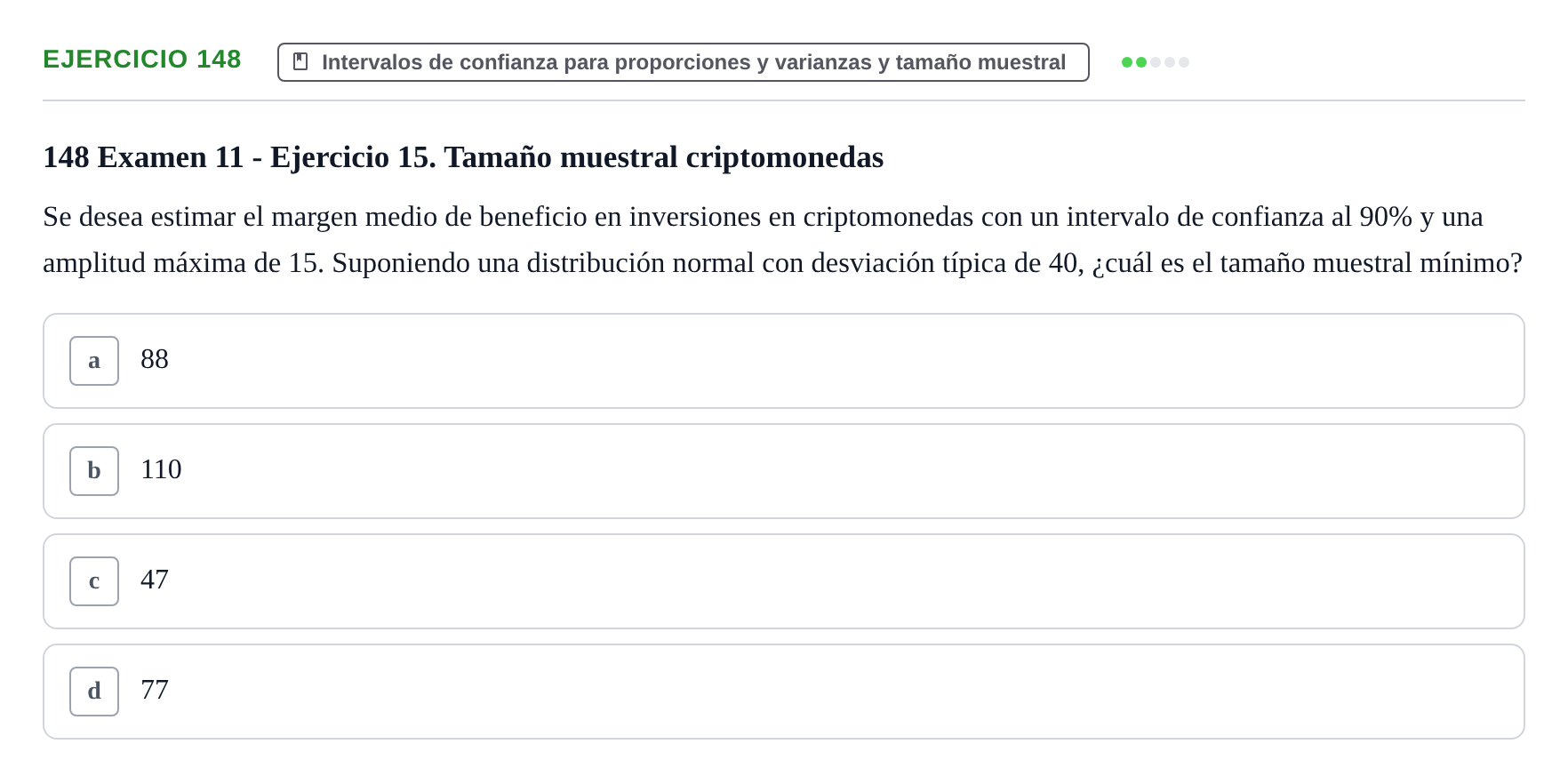 Enunciado: Problema 148 · Estadística II UB Colección de exámenes resueltos de Estadística II (Parte 1)
