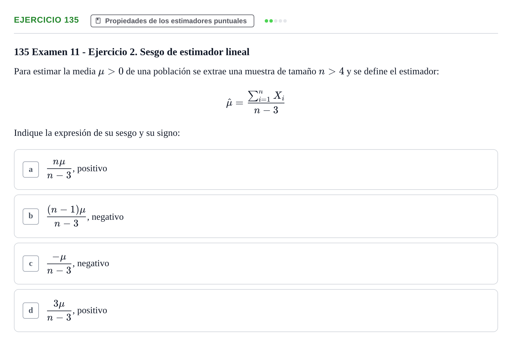 Enunciado: Problema 135 · Estadística II UB Colección de exámenes resueltos de Estadística II (Parte 1)