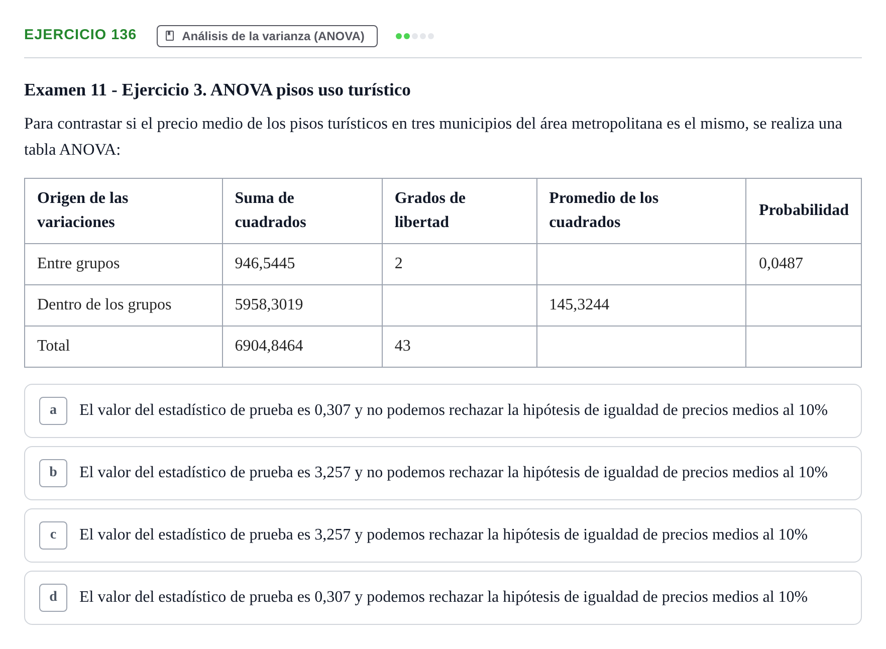 Enunciado: Problema 136 · Estadística II UB Colección de exámenes resueltos de Estadística II (Parte 1)