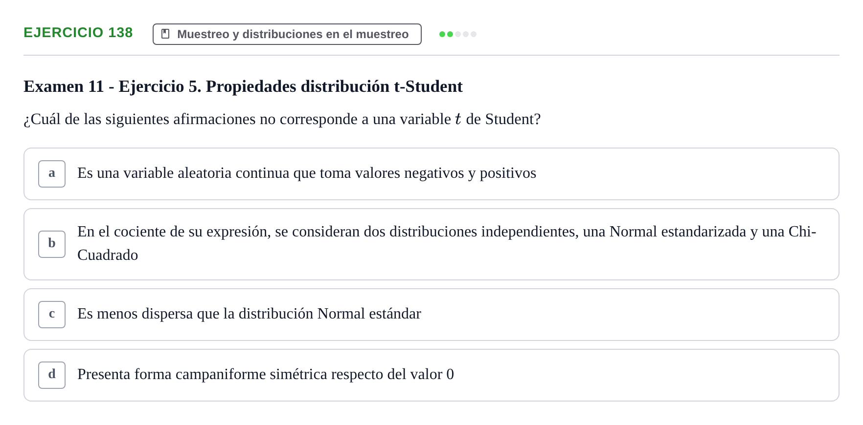 Enunciado: Problema 138 · Estadística II UB Colección de exámenes resueltos de Estadística II (Parte 1)