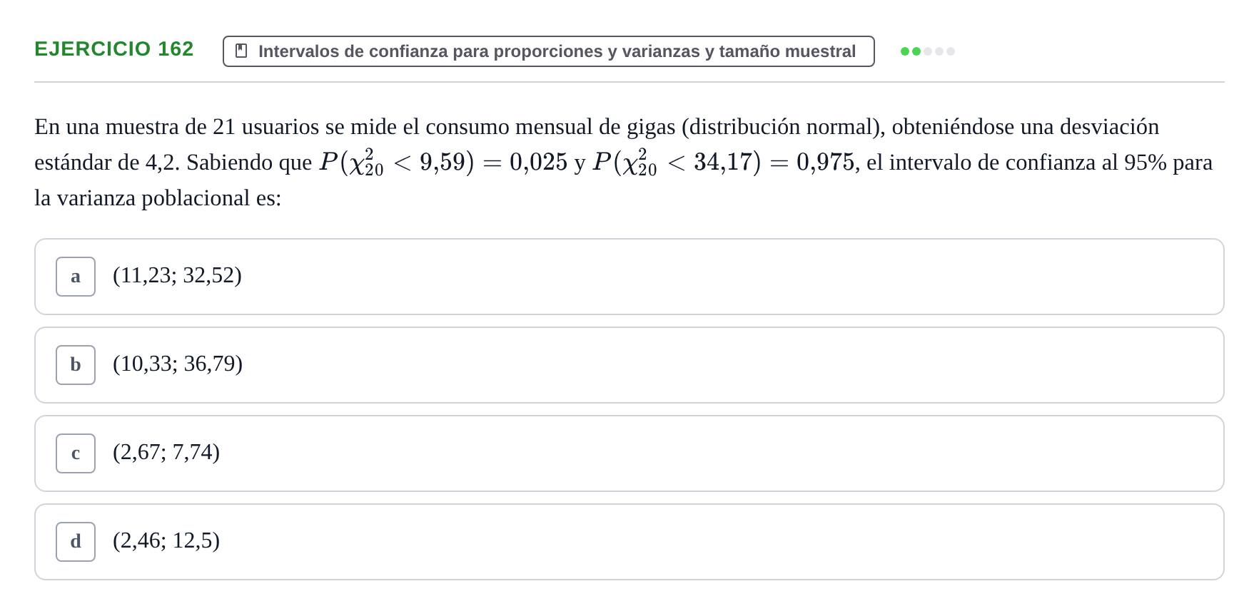 Enunciado: Problema 162 · Estadística II UB Colección de exámenes resueltos de Estadística II (Parte 1)