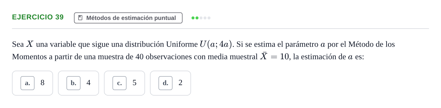 Enunciado: Problema 39 · Estadística II UB Colección de exámenes resueltos de Estadística II (Parte 1)