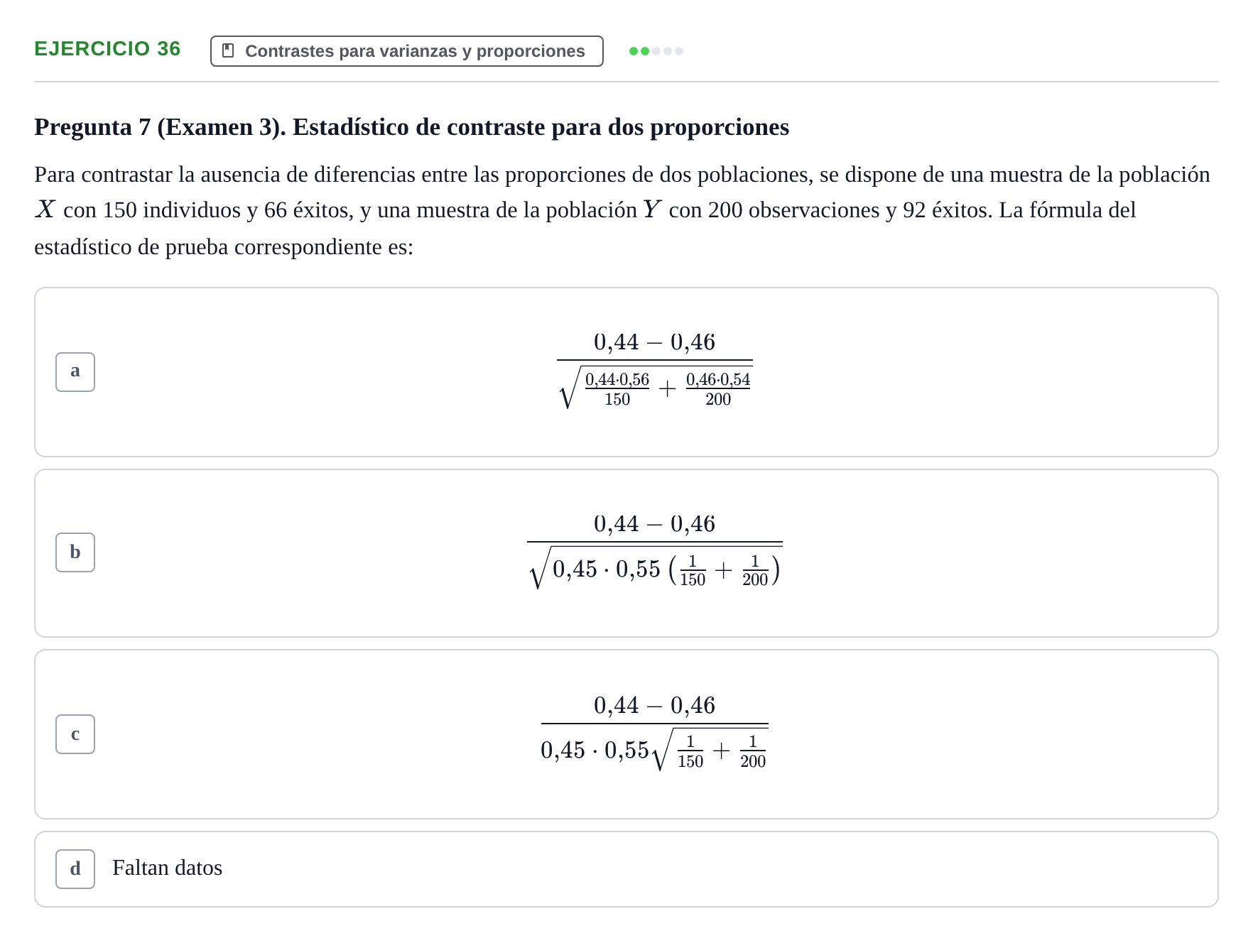 Enunciado: Problema 36 · Estadística II UB Colección de exámenes resueltos de Estadística II (Parte 1)