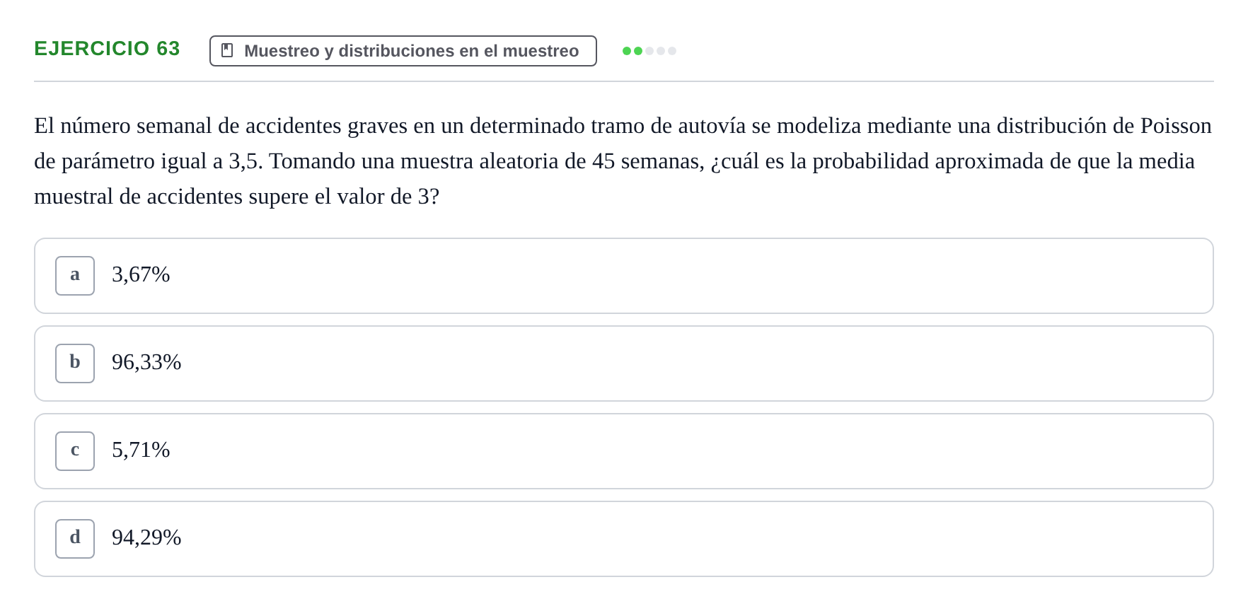 Enunciado: Problema 63 · Estadística II UB Colección de exámenes resueltos de Estadística II (Parte 1)