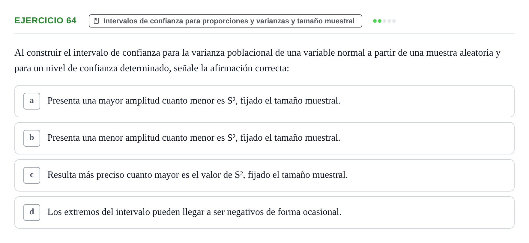 Enunciado: Problema 64 · Estadística II UB Colección de exámenes resueltos de Estadística II (Parte 1)