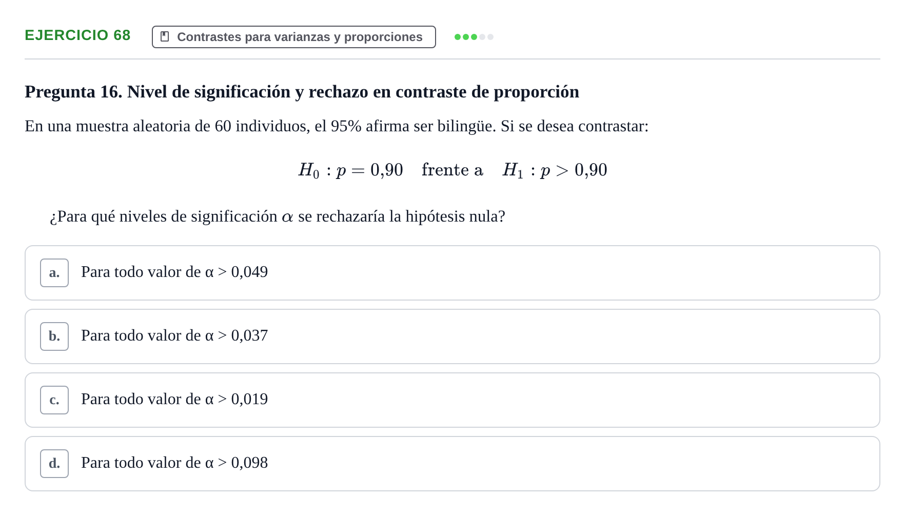 Enunciado: Problema 68 · Estadística II UB Colección de exámenes resueltos de Estadística II (Parte 1)