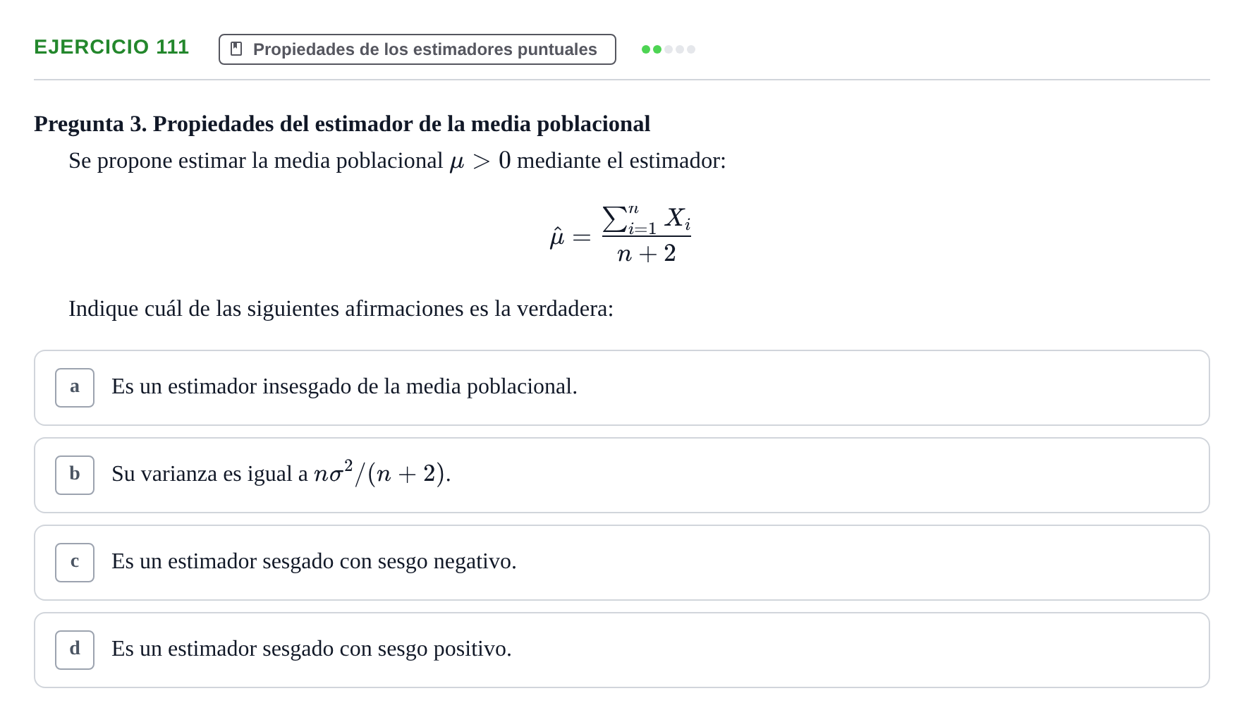 Enunciado: Problema 111 · Estadística II UB Colección de exámenes resueltos de Estadística II (Parte 1)