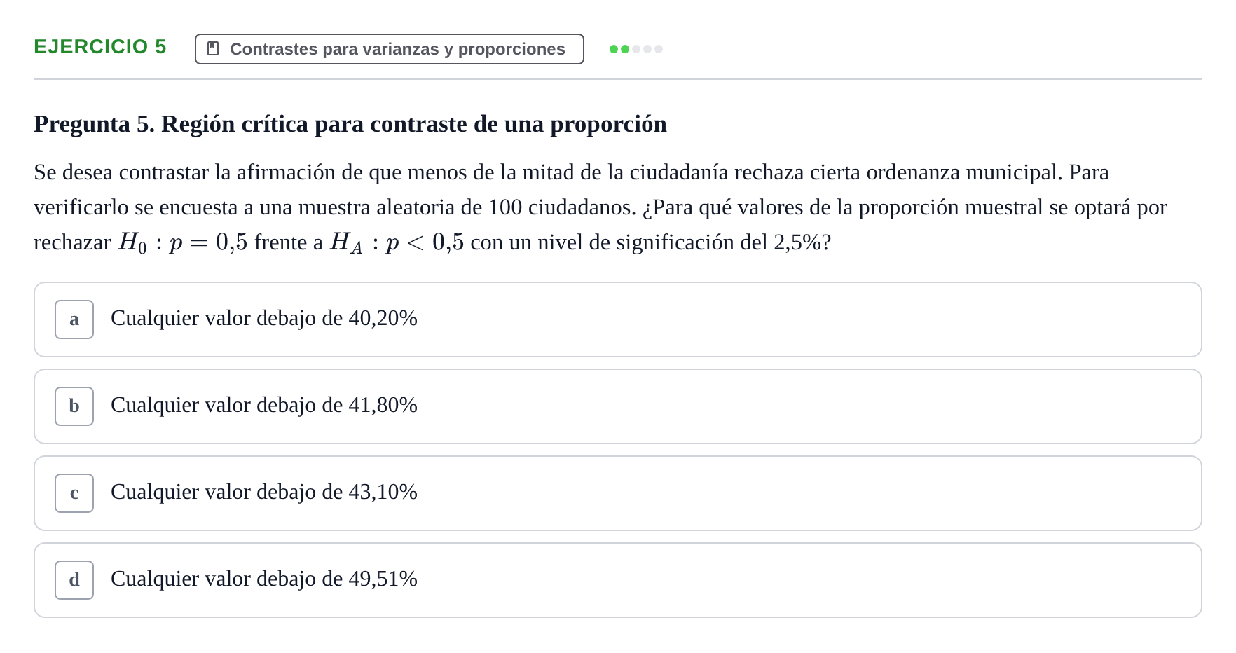 Enunciado: Problema 5 · Estadística II UB Colección de exámenes resueltos de Estadística II (Parte 1)