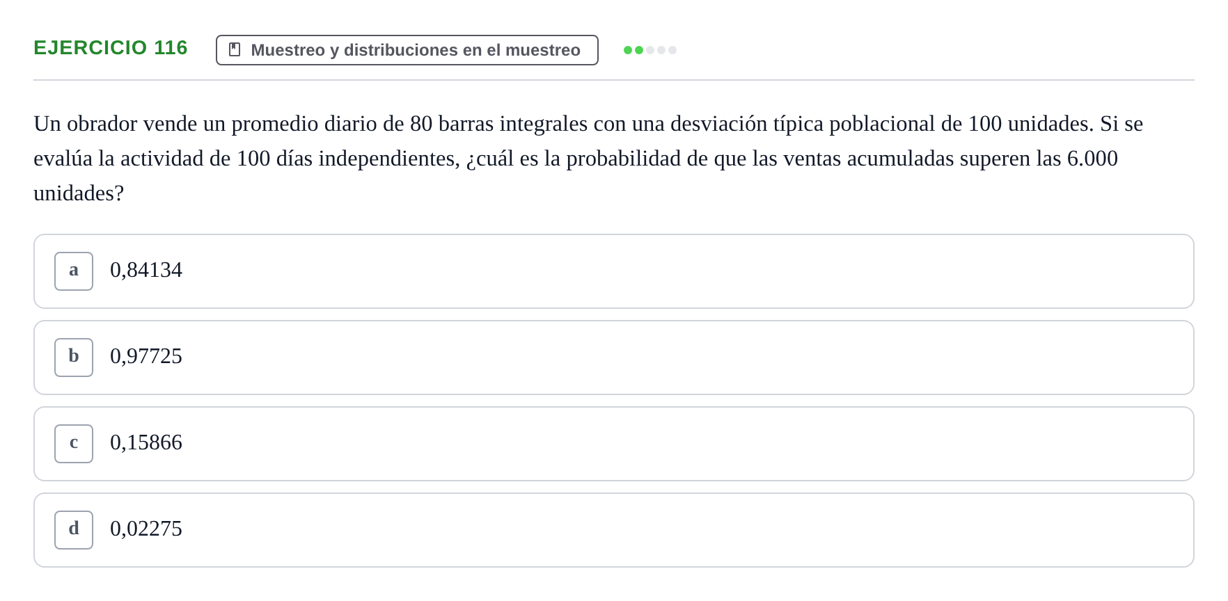 Enunciado: Problema 116 · Estadística II UB Colección de exámenes resueltos de Estadística II (Parte 1)