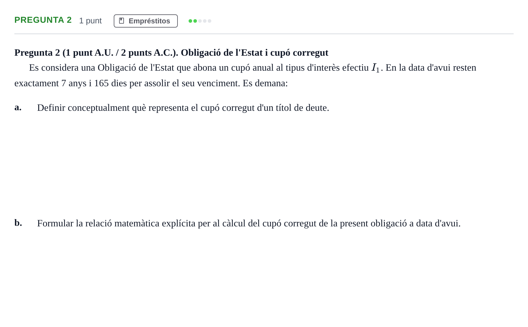 Enunciado: Pregunta 2 · Matemàtica Financera UB 2023