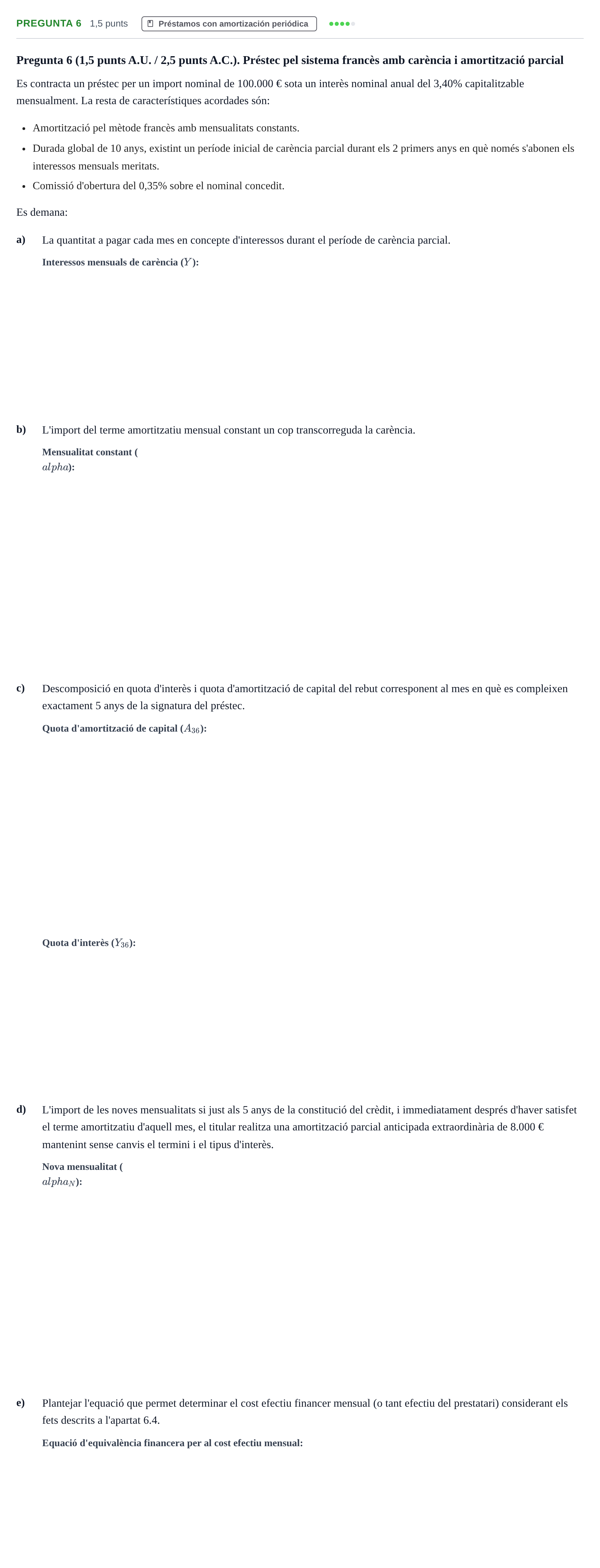 Enunciado: Pregunta 6 · Matemàtica Financera UB 2023