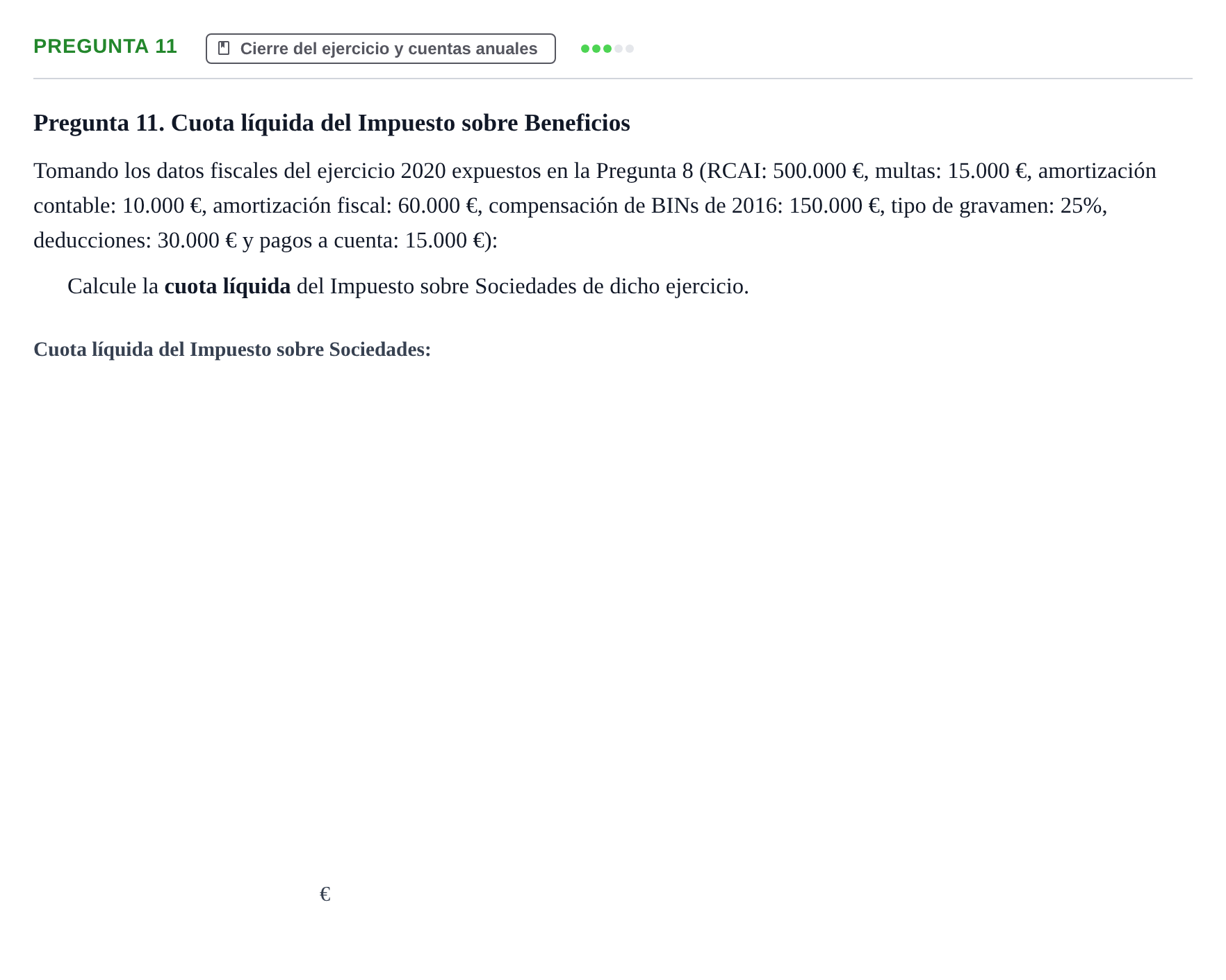 Enunciado: Pregunta 11 · Comptabilitat II UB Examen Final de Contabilidad Financiera II (Parte 1)