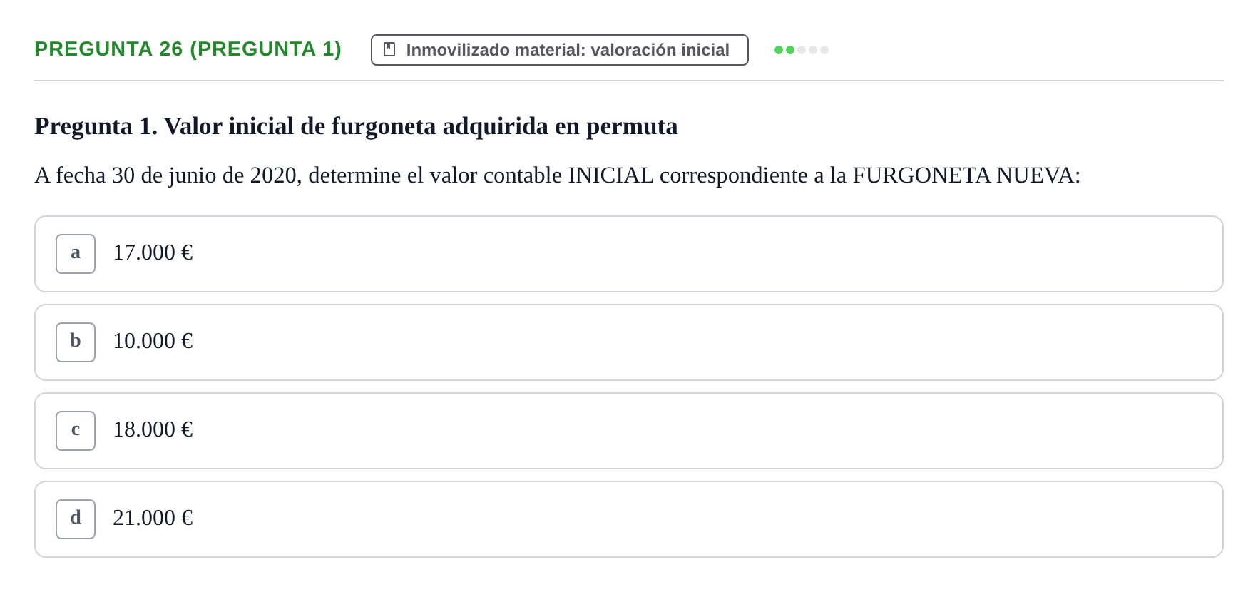 Enunciado: Pregunta 26 (Pregunta 1) · Comptabilitat II UB Examen Final de Contabilidad Financiera II (Parte 1)