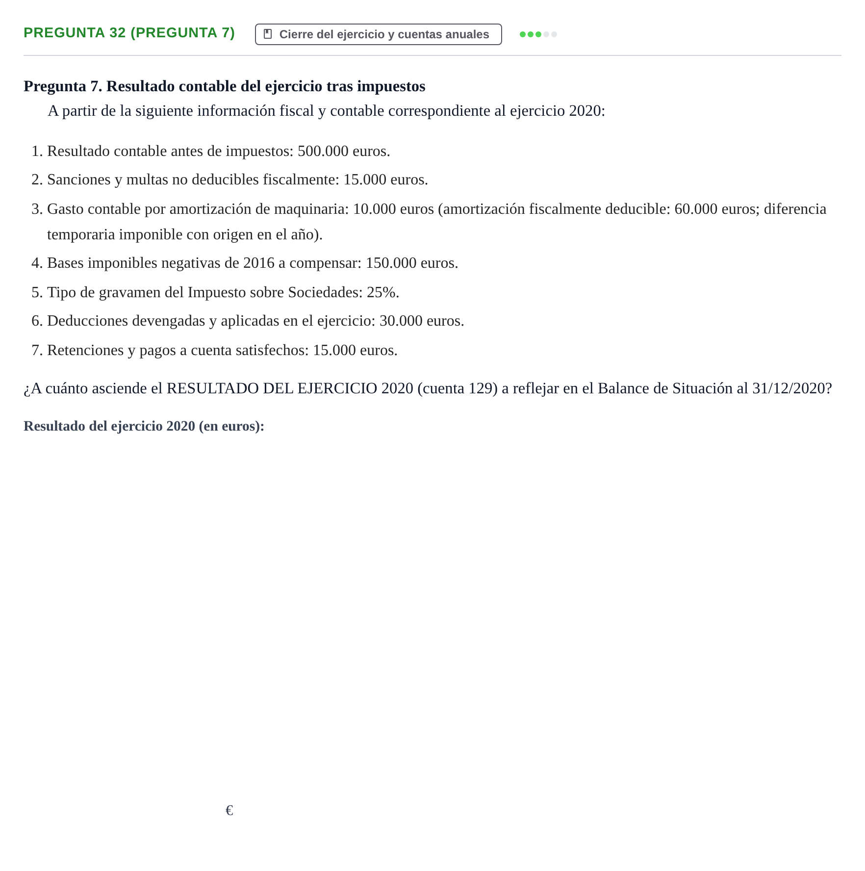 Enunciado: Pregunta 32 (Pregunta 7) · Comptabilitat II UB Examen Final de Contabilidad Financiera II (Parte 1)