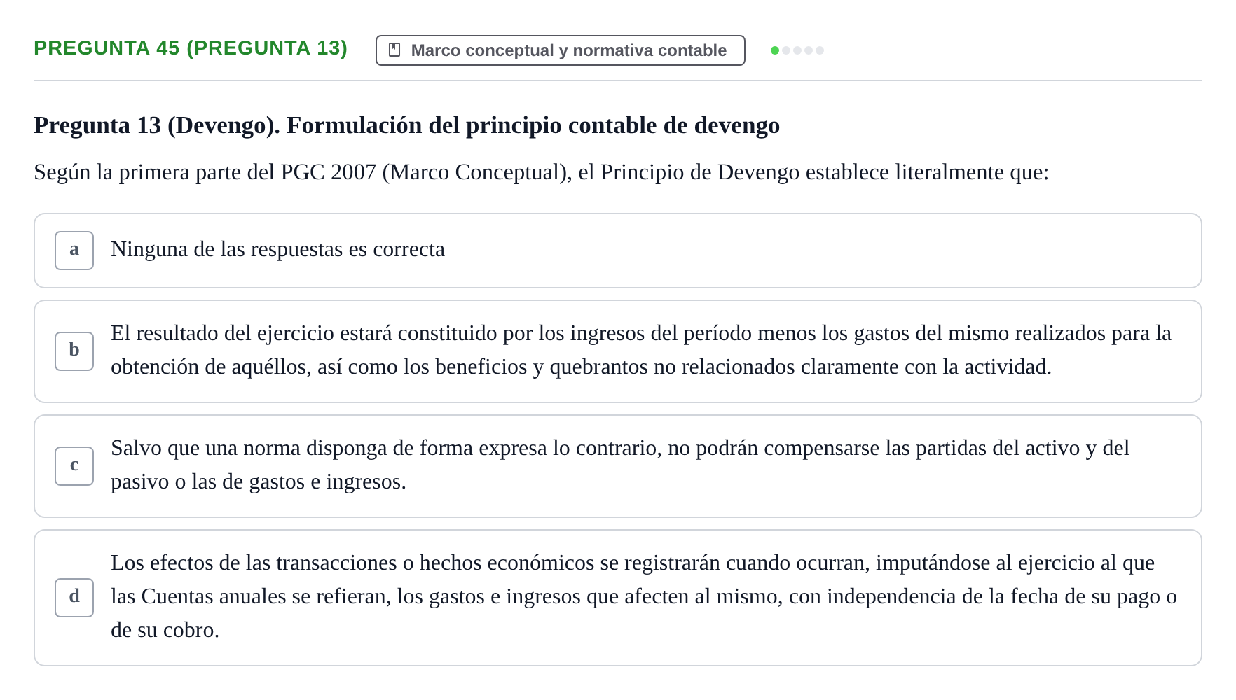 Enunciado: Pregunta 45 (Pregunta 13) · Comptabilitat II UB Examen Final de Contabilidad Financiera II (Parte 1)