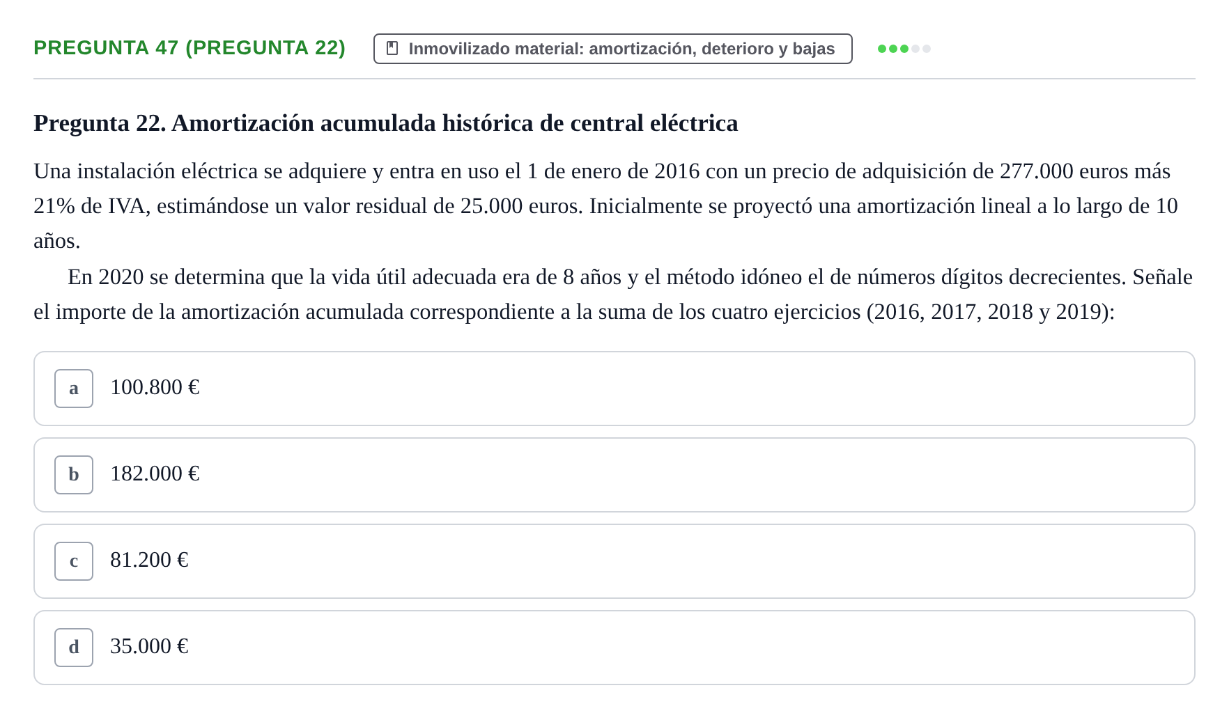 Enunciado: Pregunta 47 (Pregunta 22) · Comptabilitat II UB Examen Final de Contabilidad Financiera II (Parte 1)