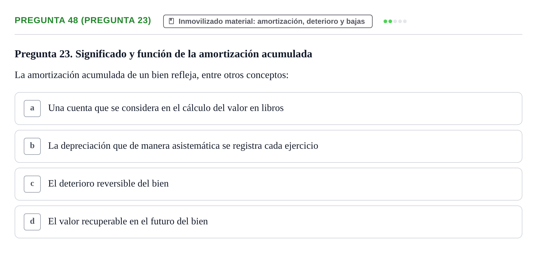 Enunciado: Pregunta 48 (Pregunta 23) · Comptabilitat II UB Examen Final de Contabilidad Financiera II (Parte 1)