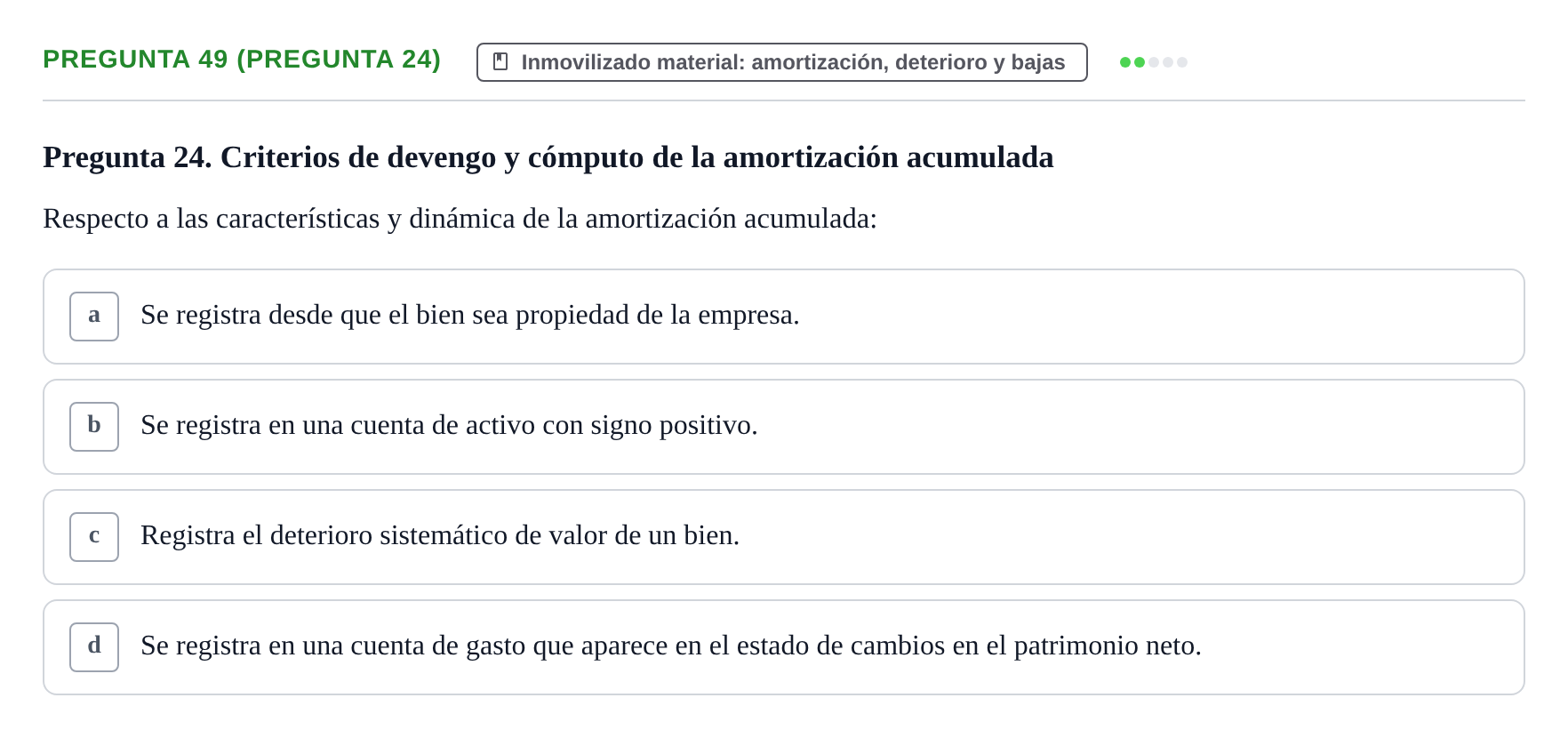 Enunciado: Pregunta 49 (Pregunta 24) · Comptabilitat II UB Examen Final de Contabilidad Financiera II (Parte 1)