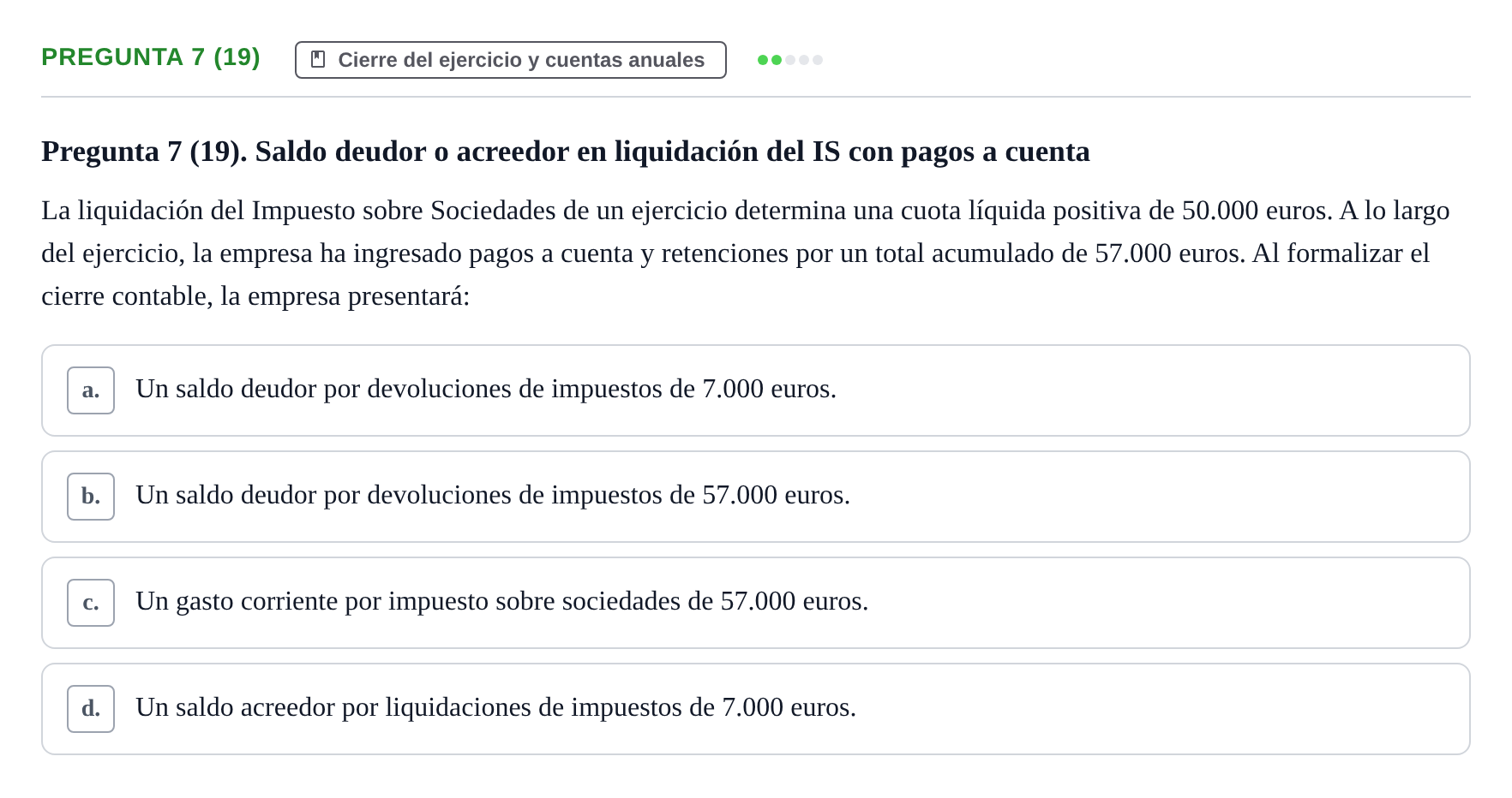 Enunciado: Pregunta 7 (19) · Comptabilitat II UB Examen Final de Contabilidad Financiera II (Parte 1)
