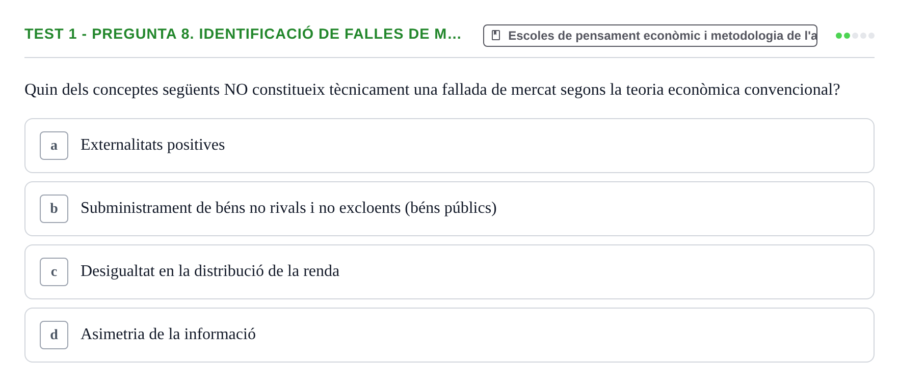 Enunciado: Ejercicio Test 1 - Pregunta 8. Identificació de falles de m… · Entorn Econòmic Mundial UB 2023