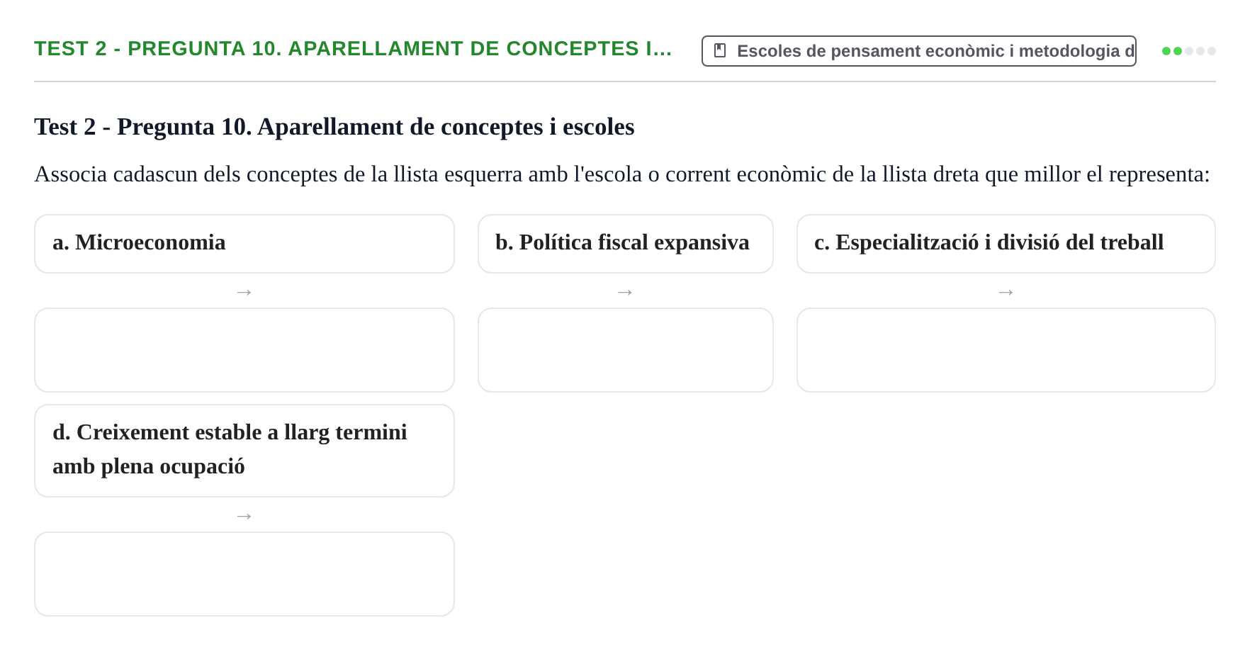 Enunciado: Ejercicio Test 2 - Pregunta 10. Aparellament de conceptes i… · Entorn Econòmic Mundial UB 2023