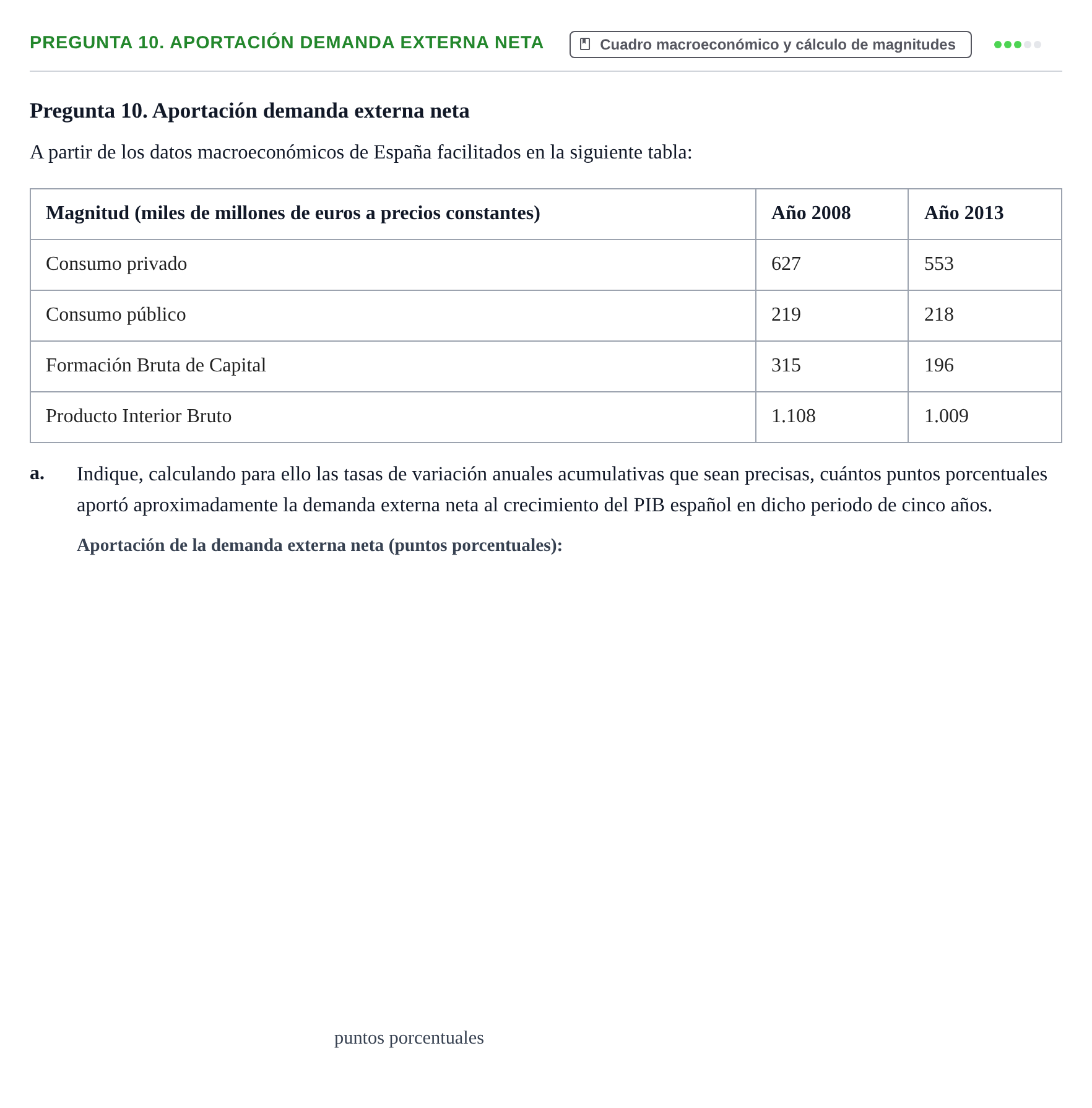 Enunciado: Pregunta 10. Aportación demanda externa neta · Entorn Econòmic Espanyol UB 2012