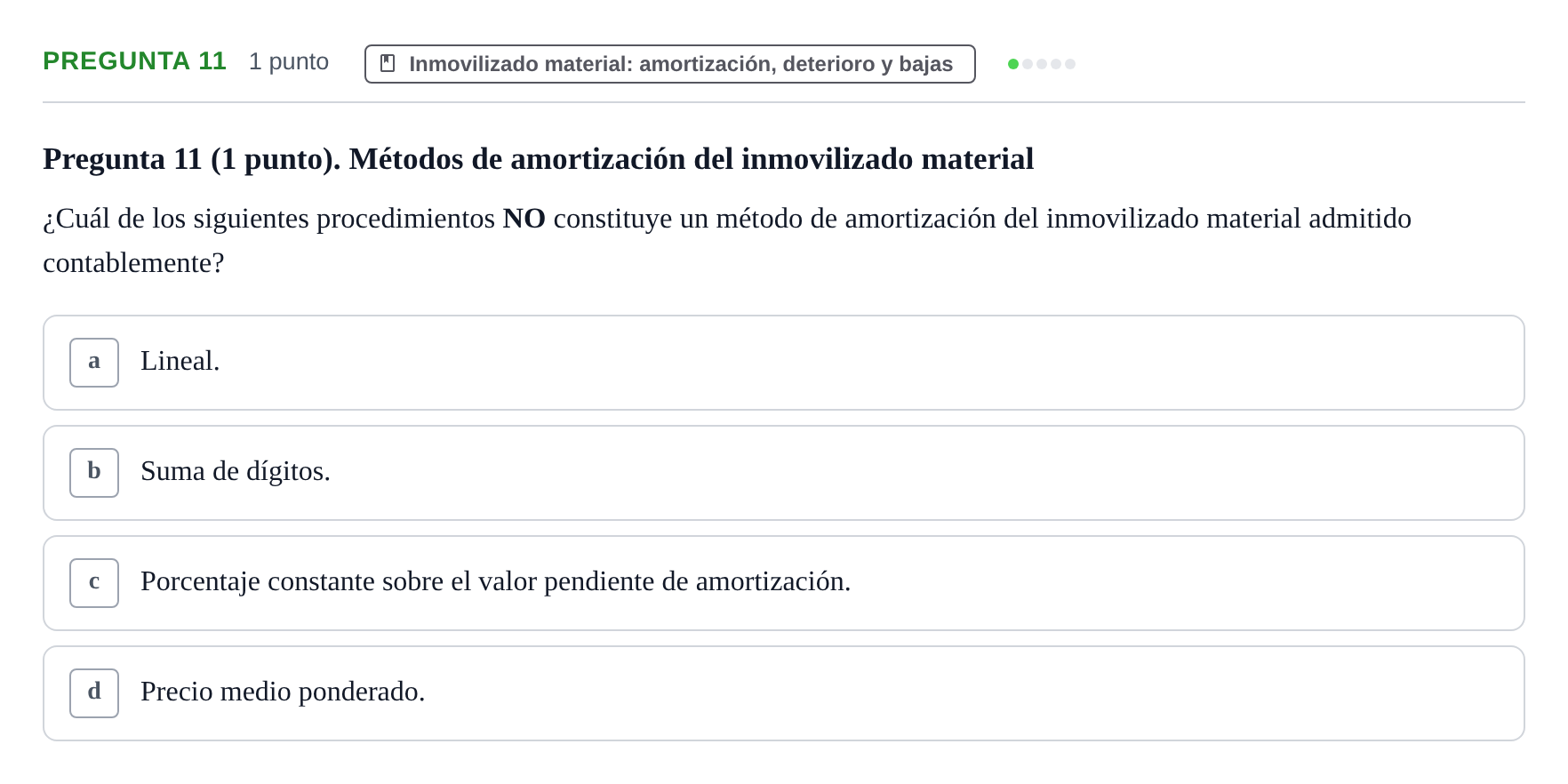 Enunciado: Pregunta 11 · Comptabilitat II UB 2007