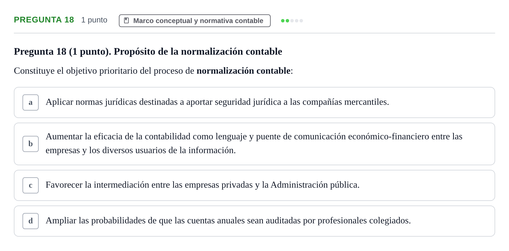 Enunciado: Pregunta 18 · Comptabilitat II UB 2007