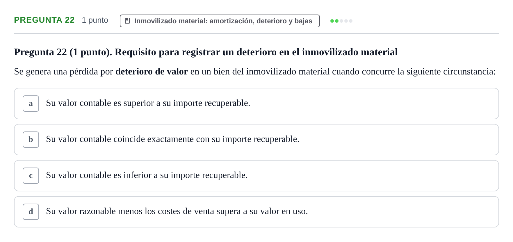 Enunciado: Pregunta 22 · Comptabilitat II UB 2007