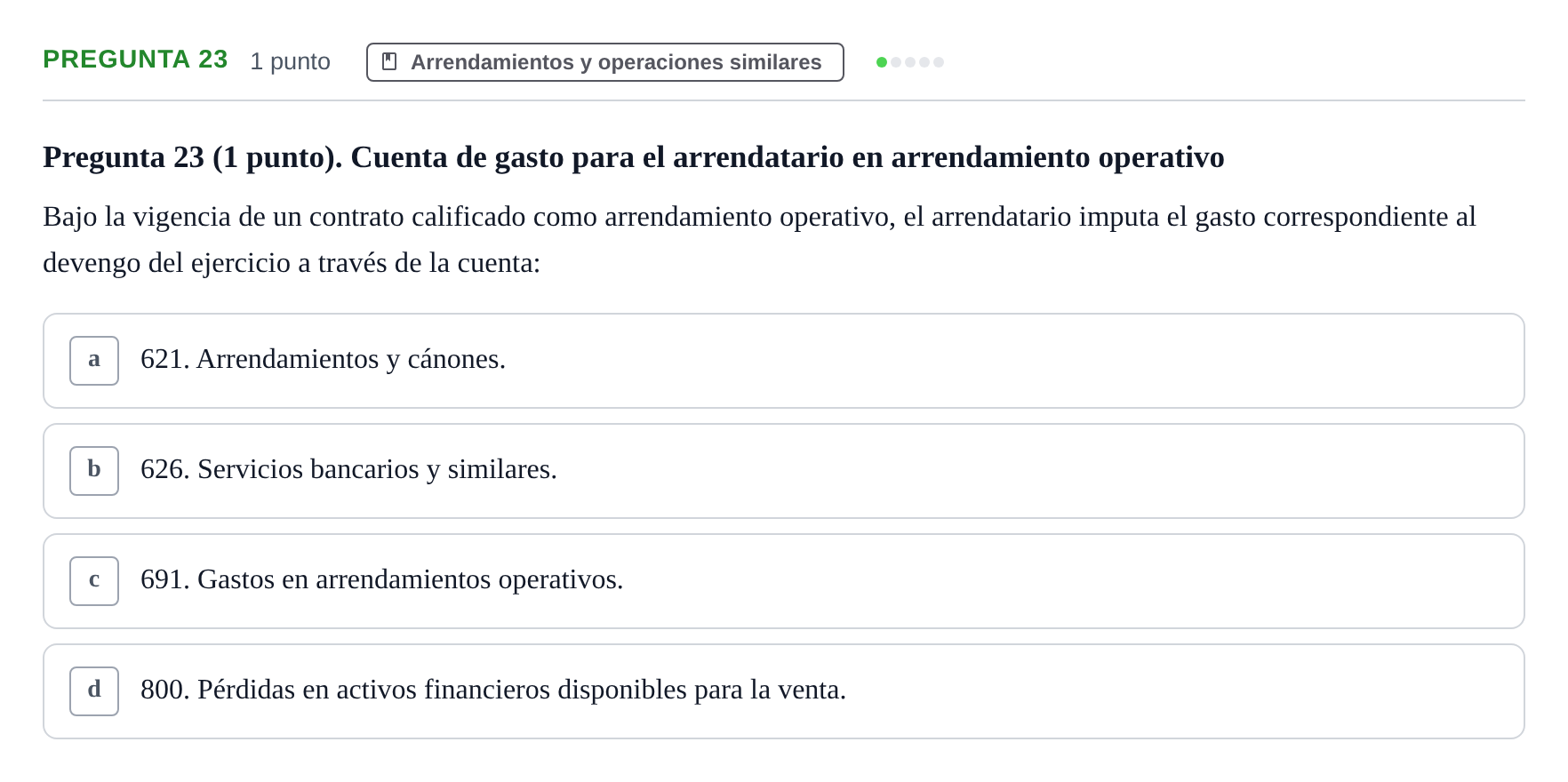 Enunciado: Pregunta 23 · Comptabilitat II UB 2007