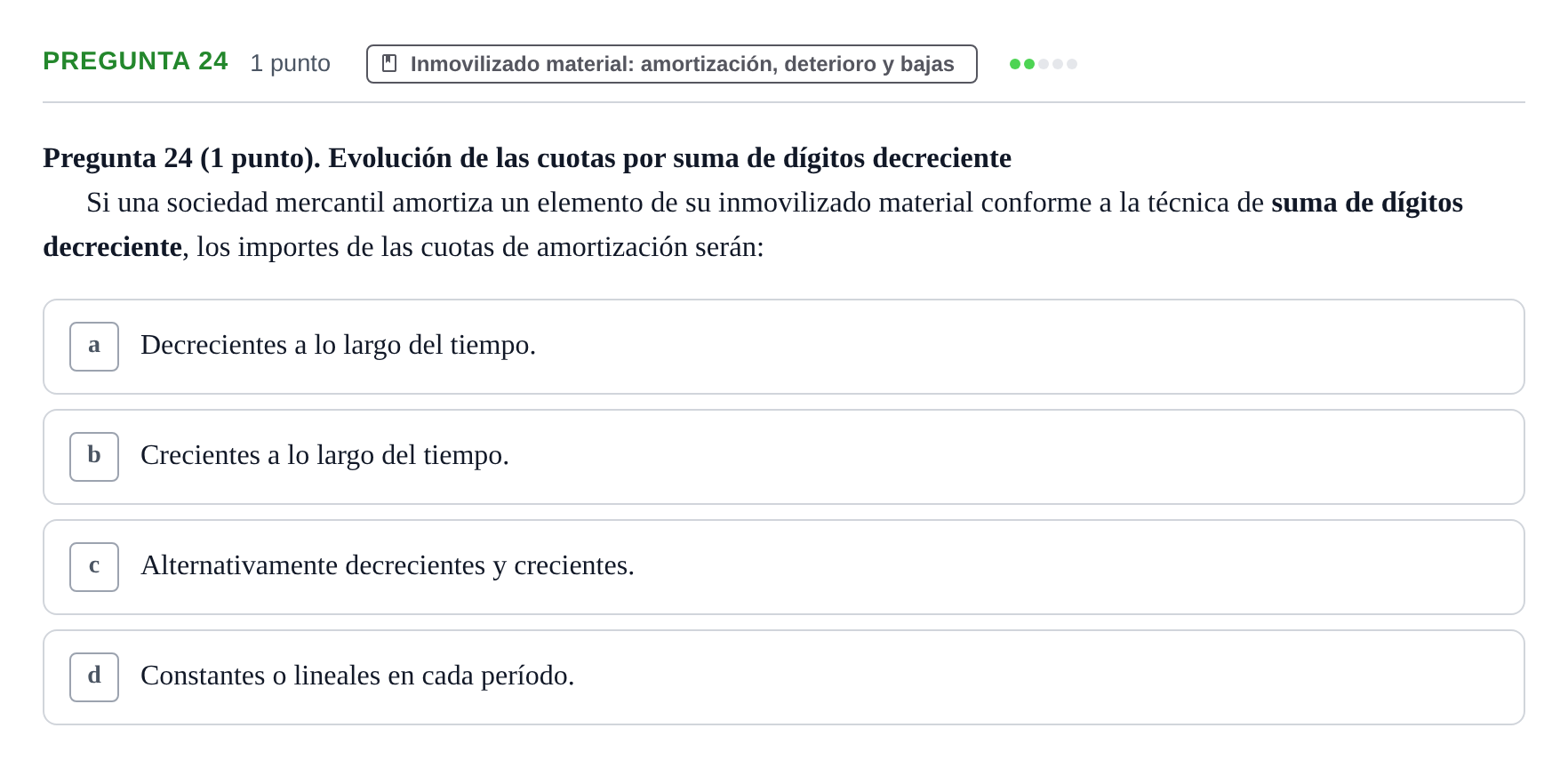 Enunciado: Pregunta 24 · Comptabilitat II UB 2007