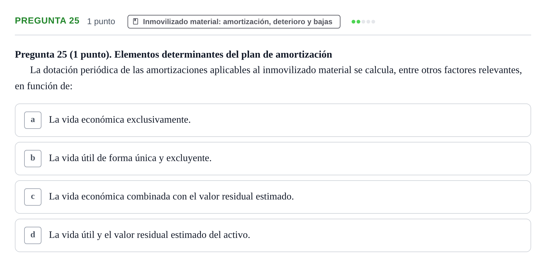 Enunciado: Pregunta 25 · Comptabilitat II UB 2007