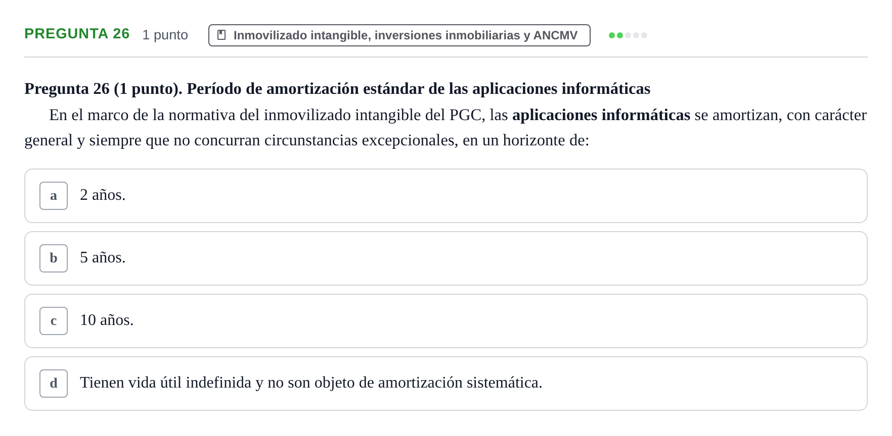 Enunciado: Pregunta 26 · Comptabilitat II UB 2007