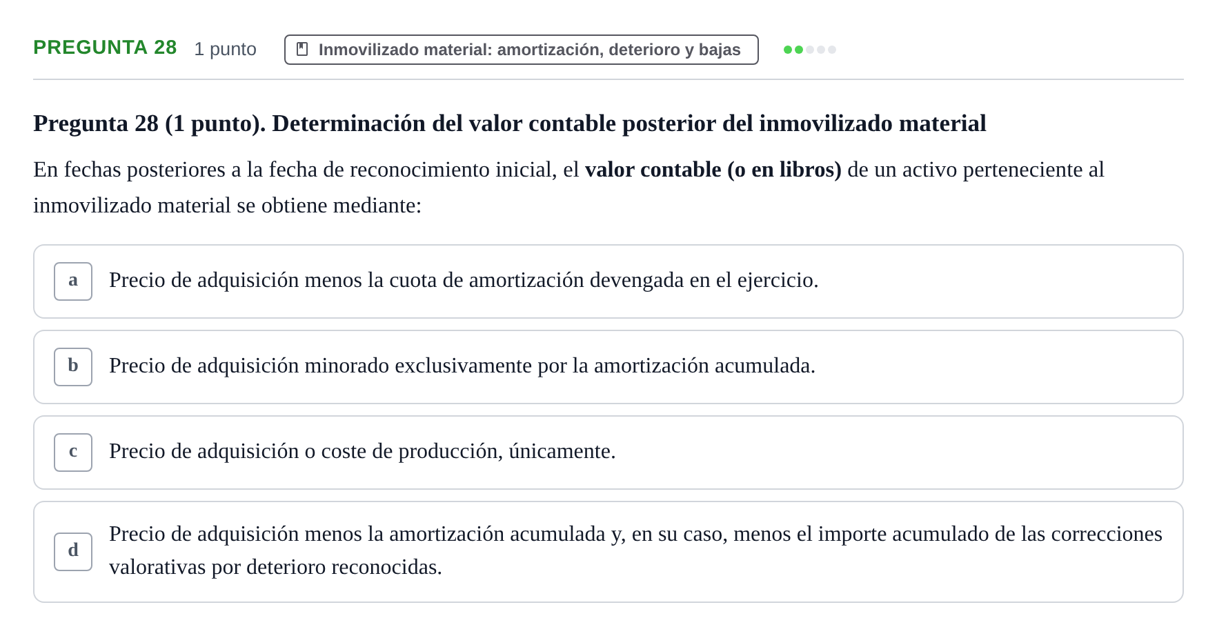 Enunciado: Pregunta 28 · Comptabilitat II UB 2007