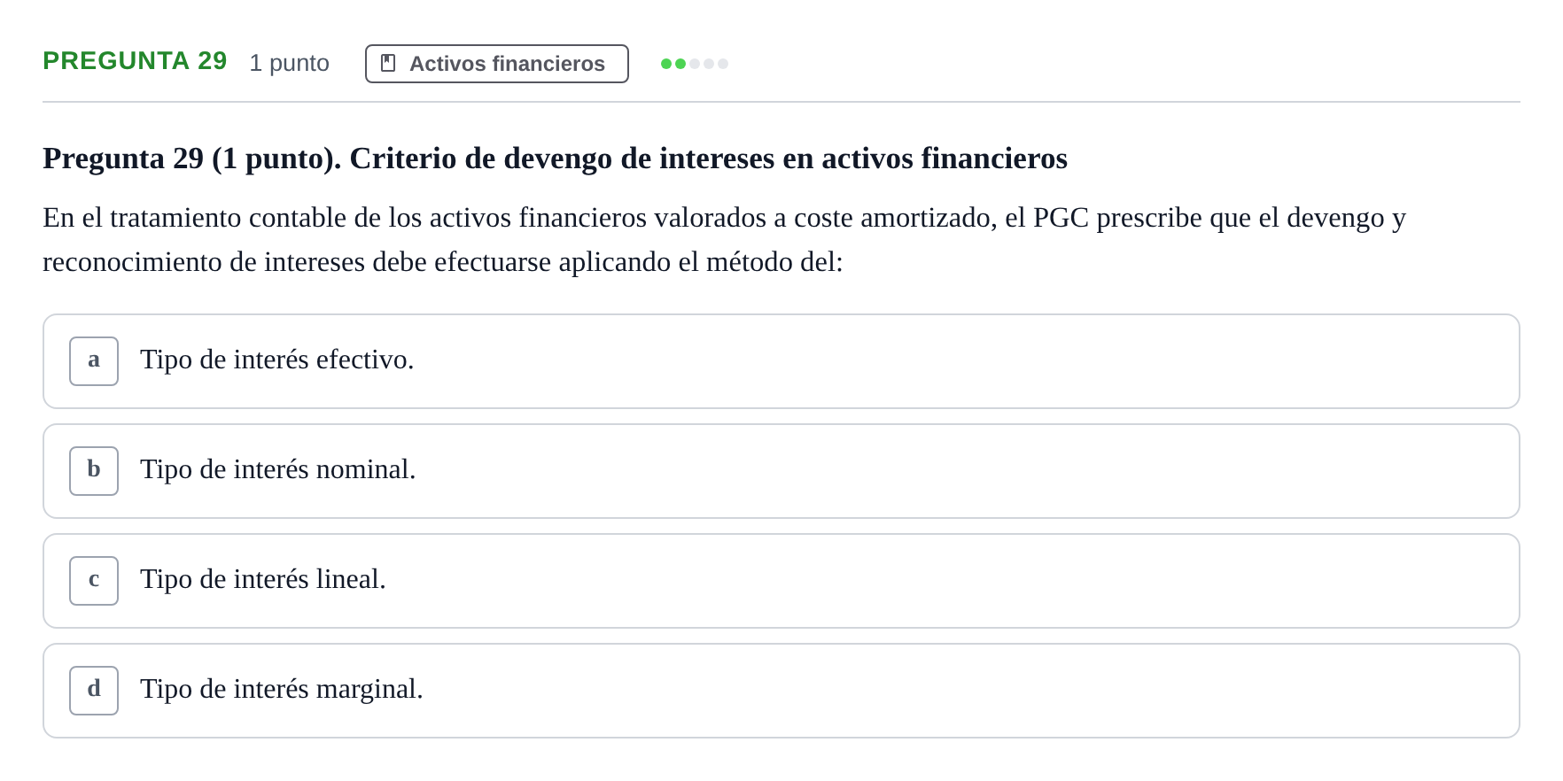 Enunciado: Pregunta 29 · Comptabilitat II UB 2007