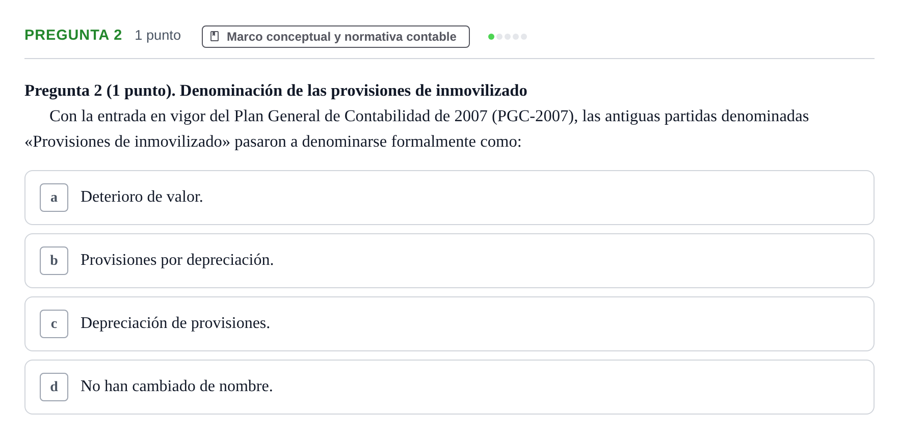 Enunciado: Pregunta 2 · Comptabilitat II UB 2007