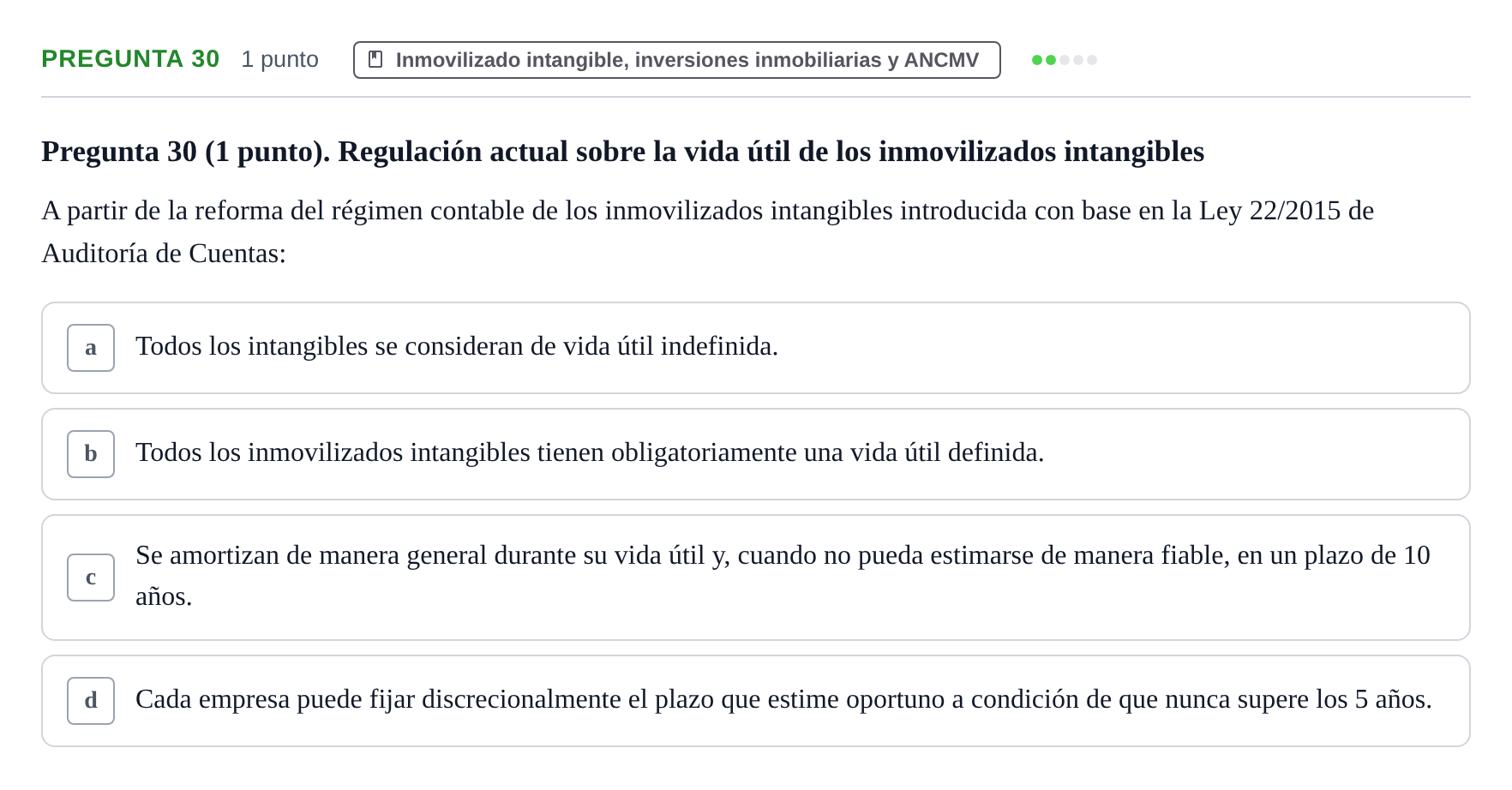 Enunciado: Pregunta 30 · Comptabilitat II UB 2007