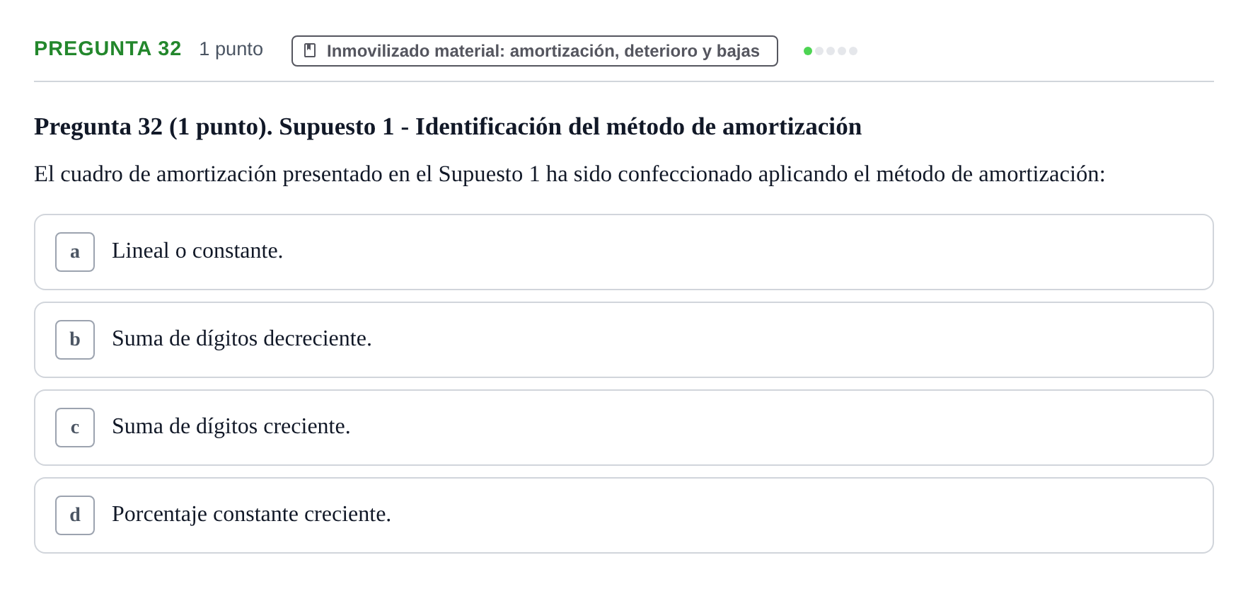 Enunciado: Pregunta 32 · Comptabilitat II UB 2007