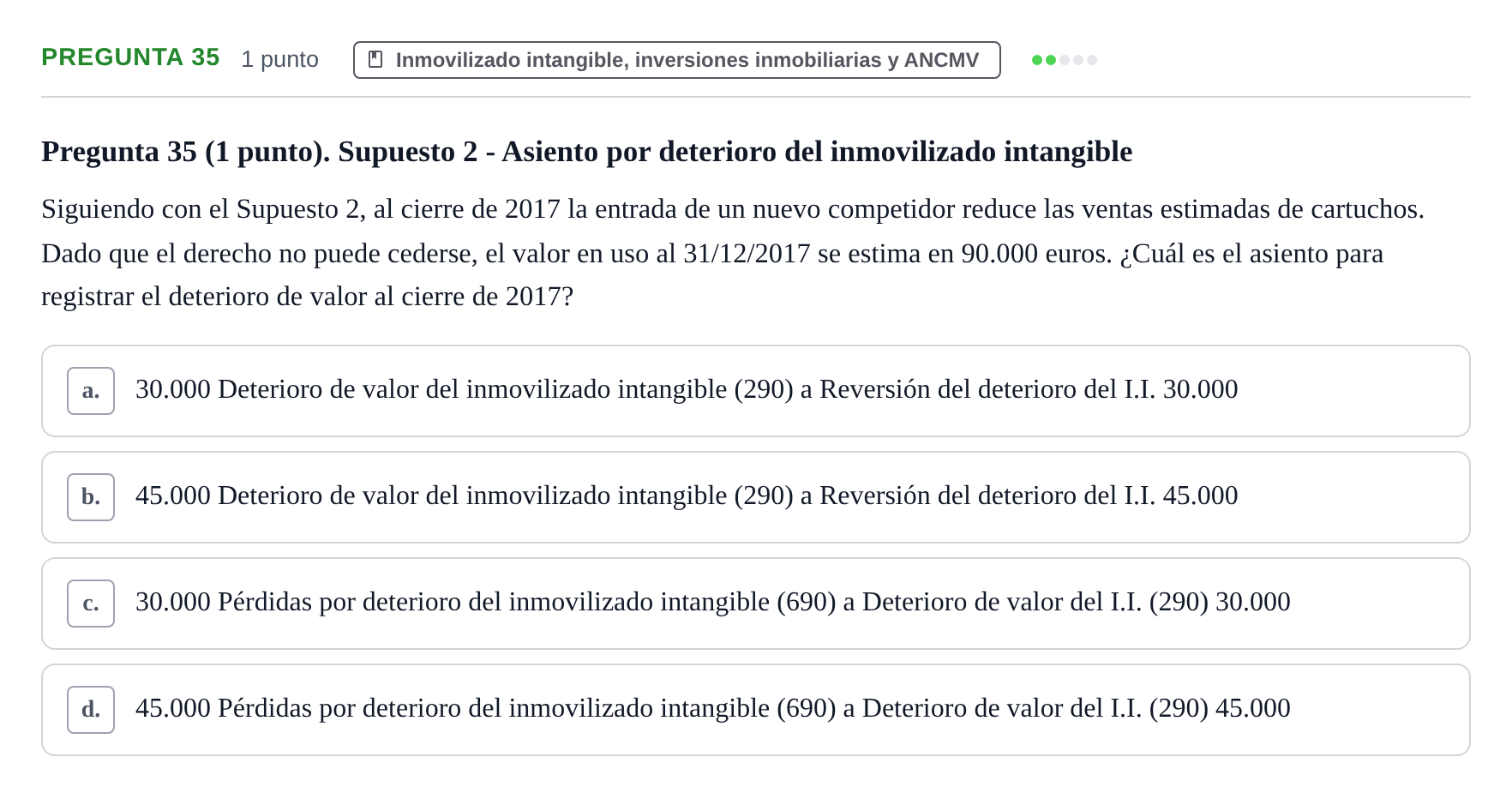 Enunciado: Pregunta 35 · Comptabilitat II UB 2007