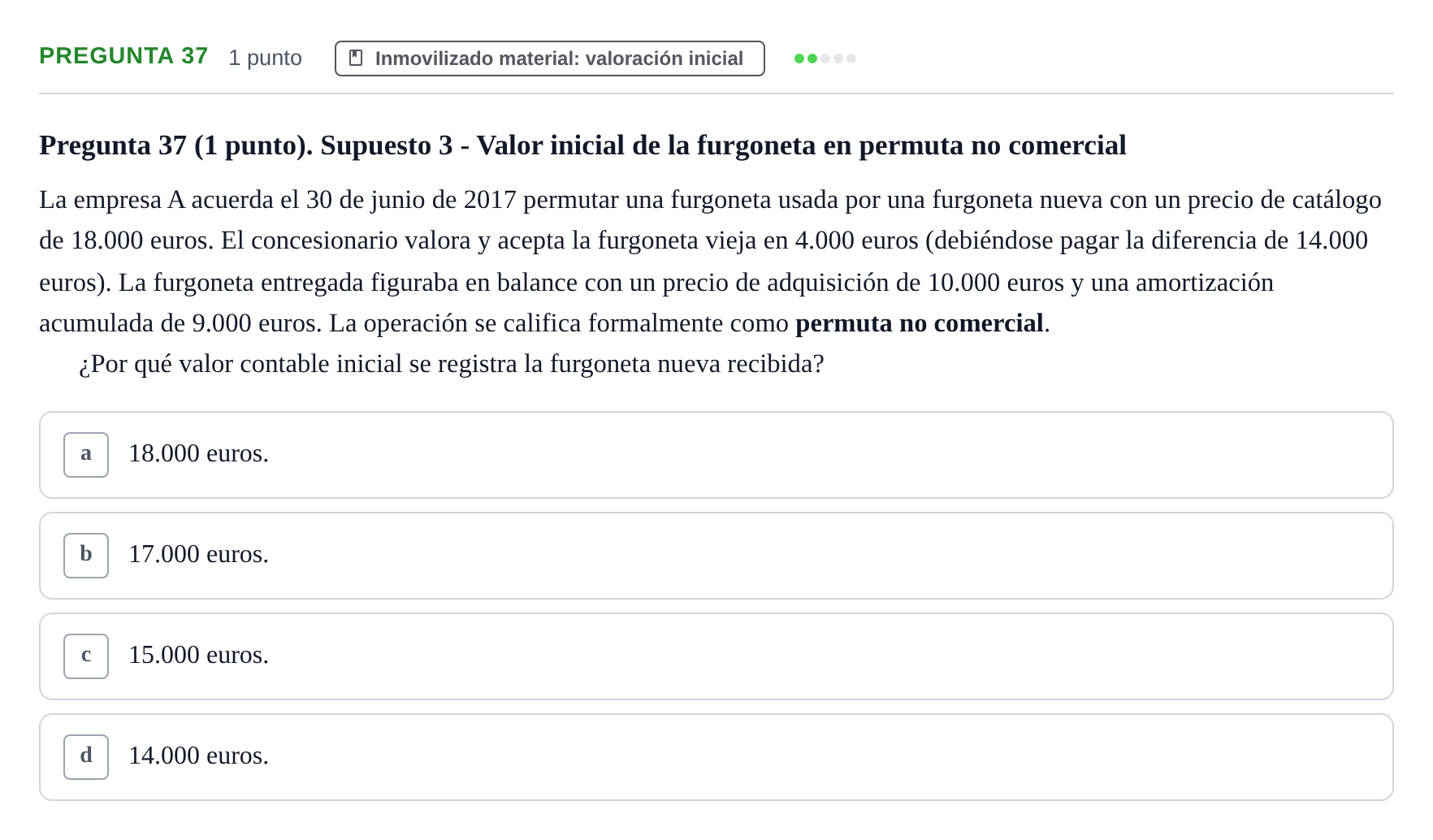 Enunciado: Pregunta 37 · Comptabilitat II UB 2007