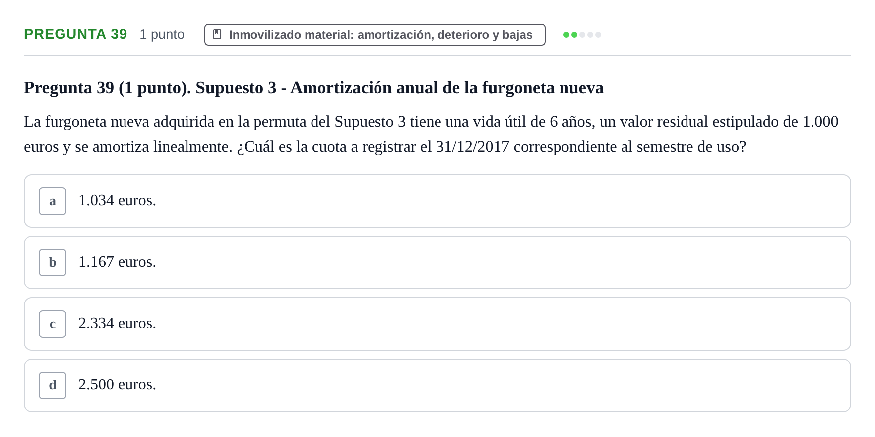 Enunciado: Pregunta 39 · Comptabilitat II UB 2007