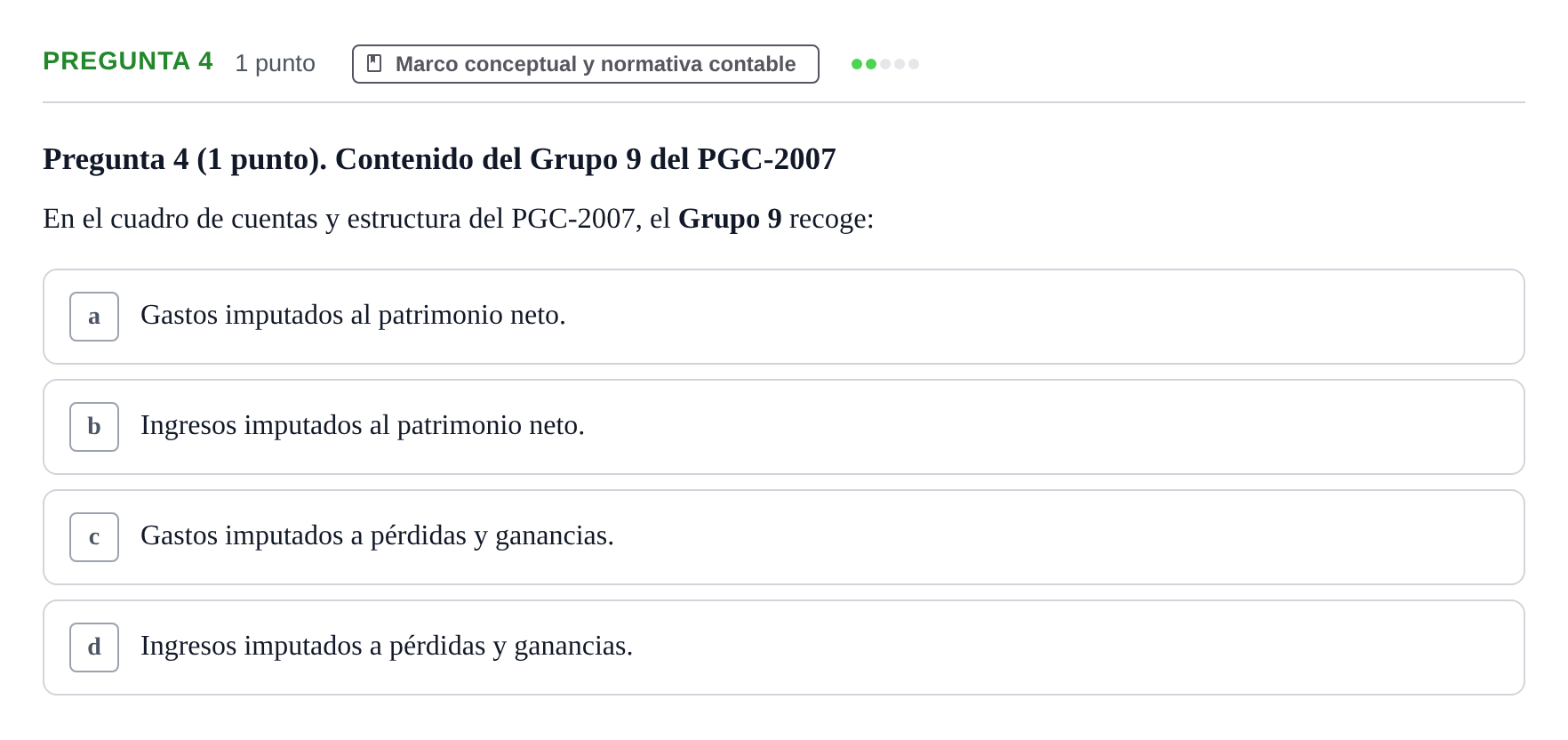 Enunciado: Pregunta 4 · Comptabilitat II UB 2007