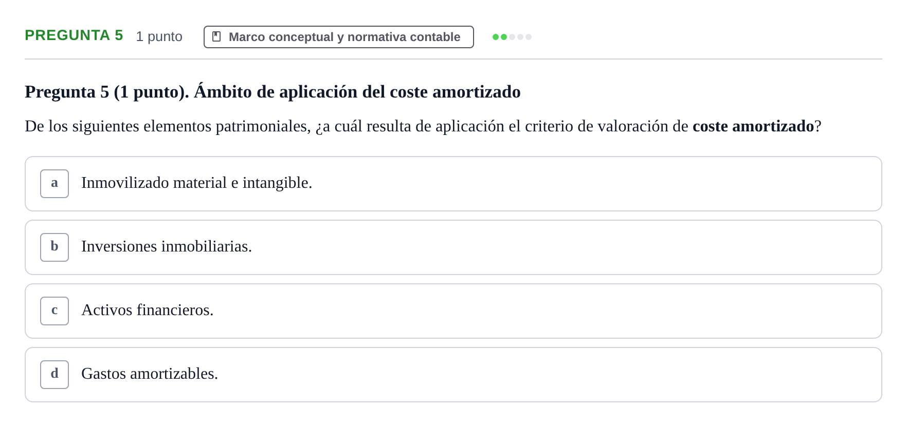 Enunciado: Pregunta 5 · Comptabilitat II UB 2007