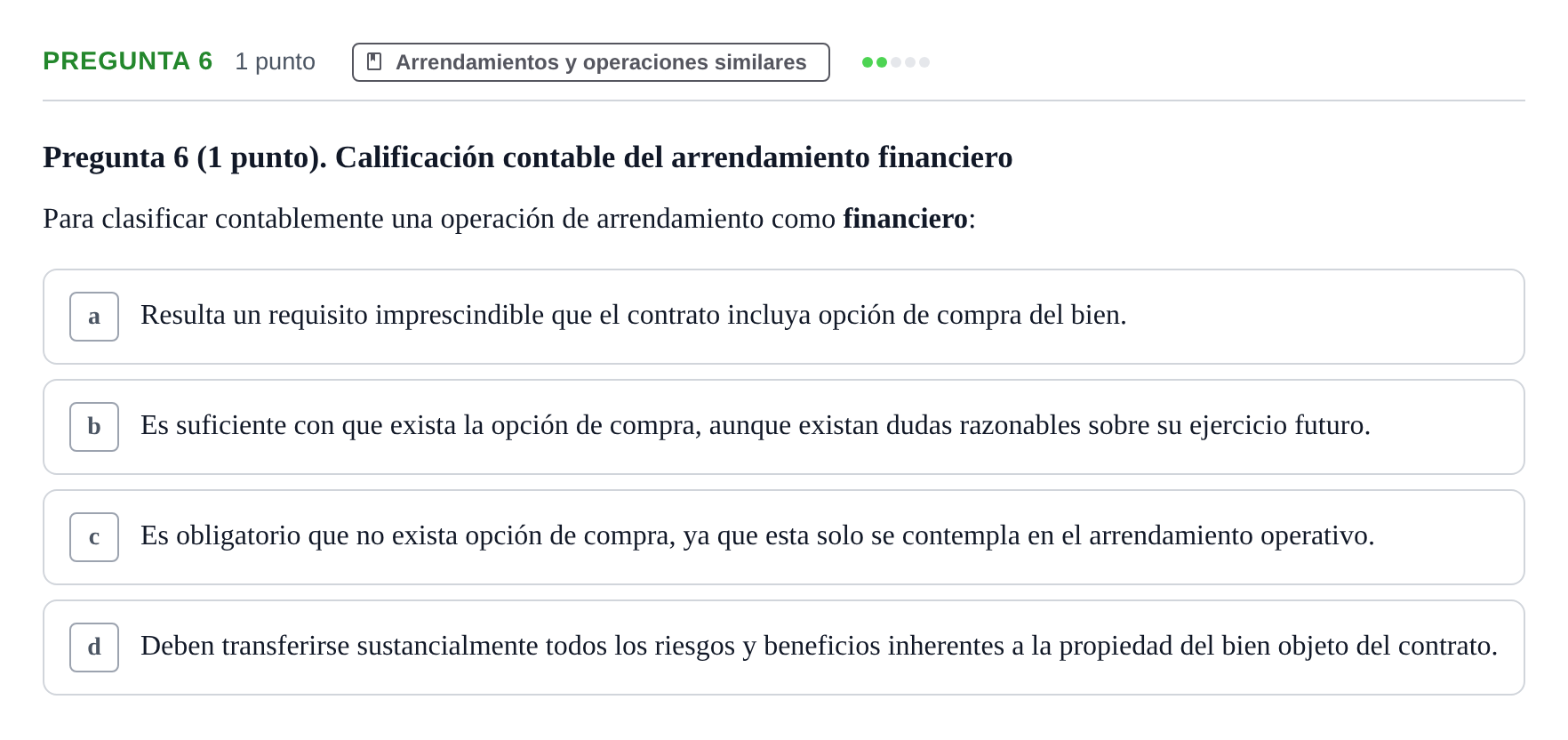Enunciado: Pregunta 6 · Comptabilitat II UB 2007