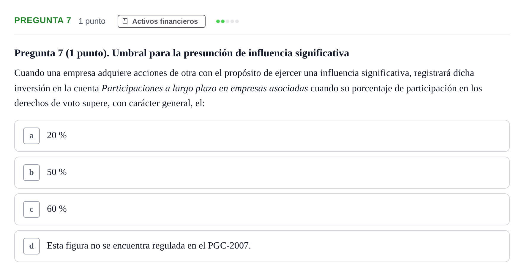 Enunciado: Pregunta 7 · Comptabilitat II UB 2007