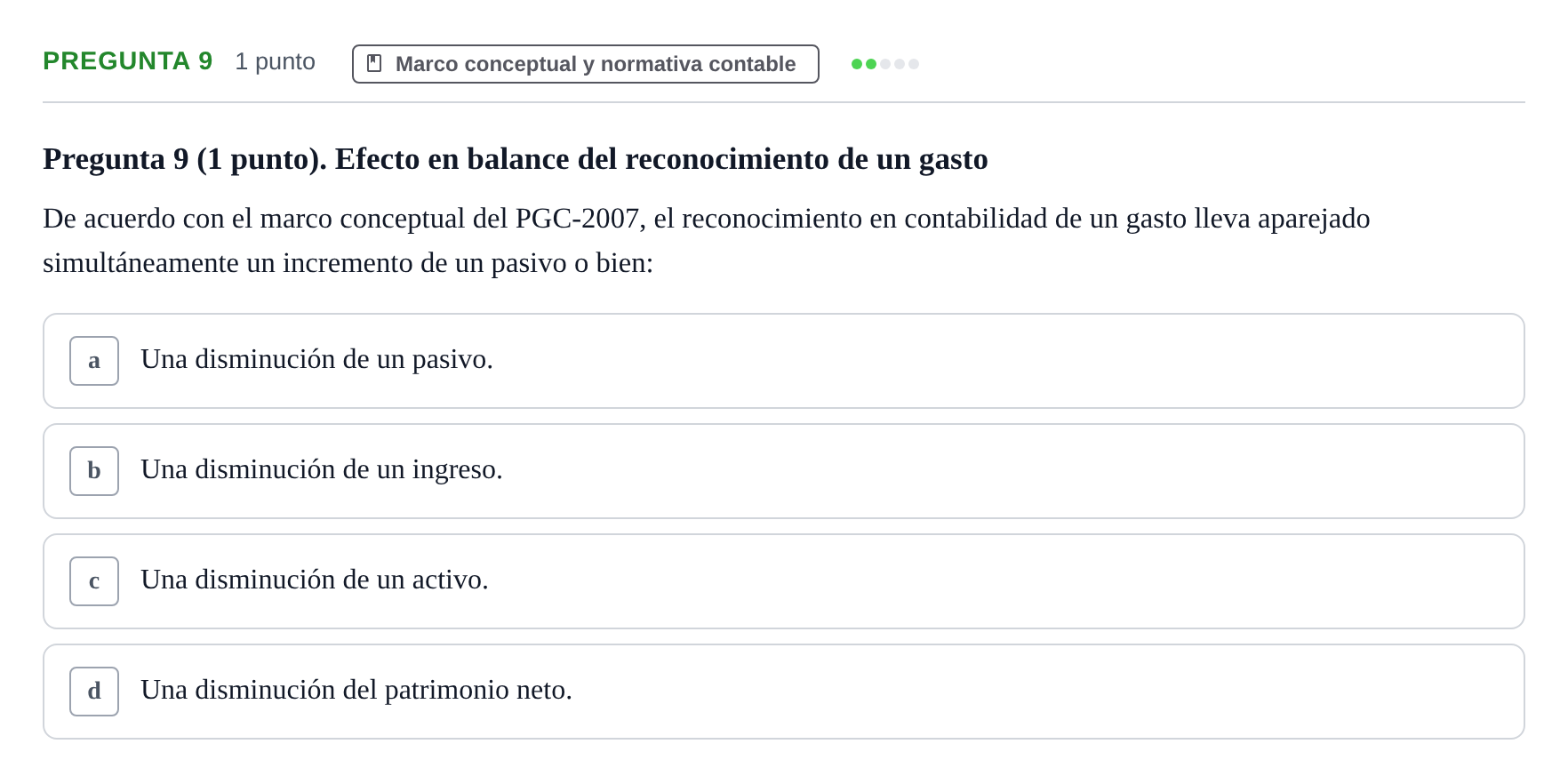 Enunciado: Pregunta 9 · Comptabilitat II UB 2007