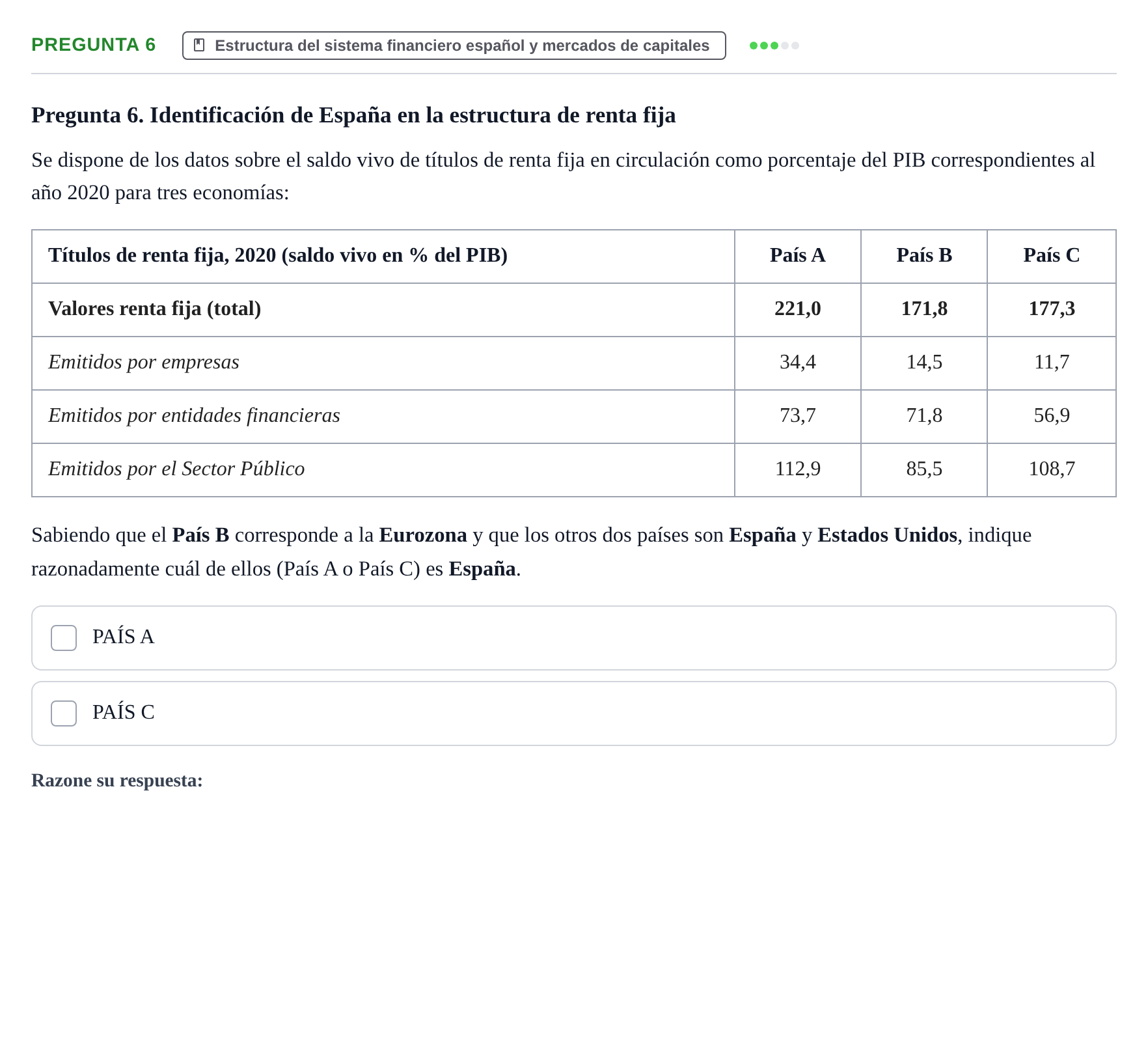 Enunciado: Pregunta 6 · Entorn Econòmic Espanyol UB Examen de Entorno Económico Español (Convocatoria de Enero)